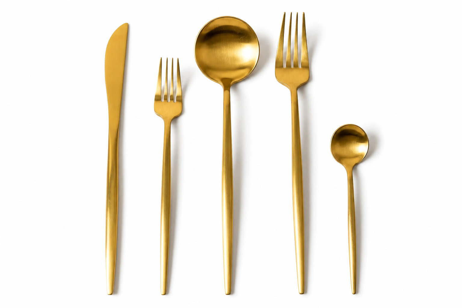 Gold matte | Cubiertos skinny 5 piezas por servicio