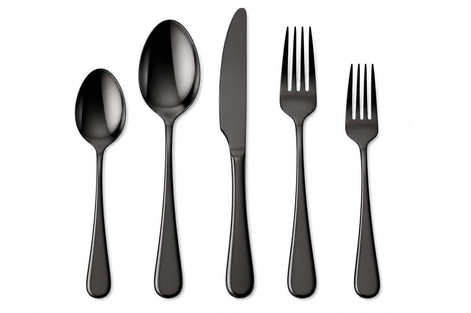 Black brillante | Cubiertos onyx 5 piezas por servicio
