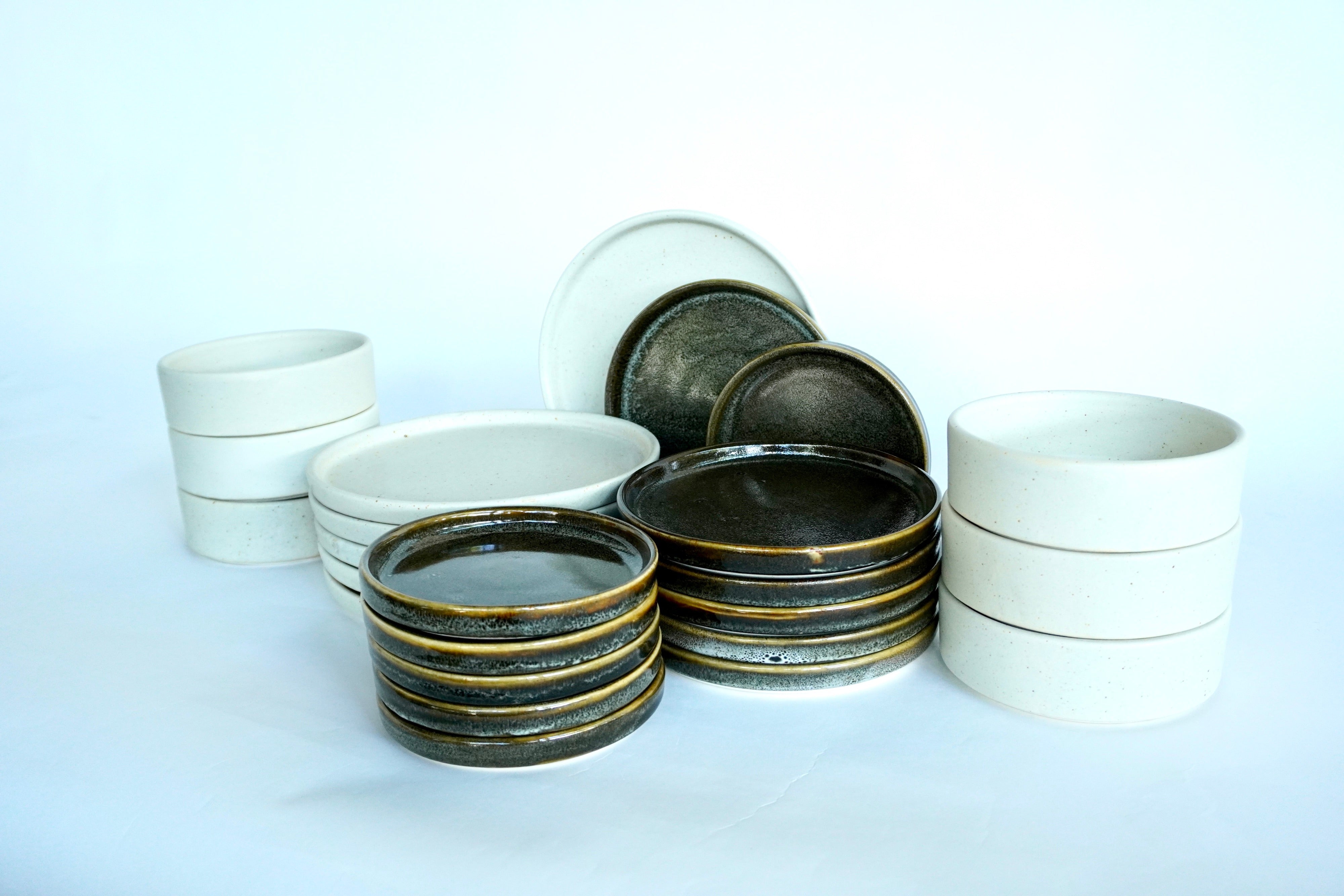 Arena blanca & Bio | Set de vajilla básica línea rústica para 6 personas