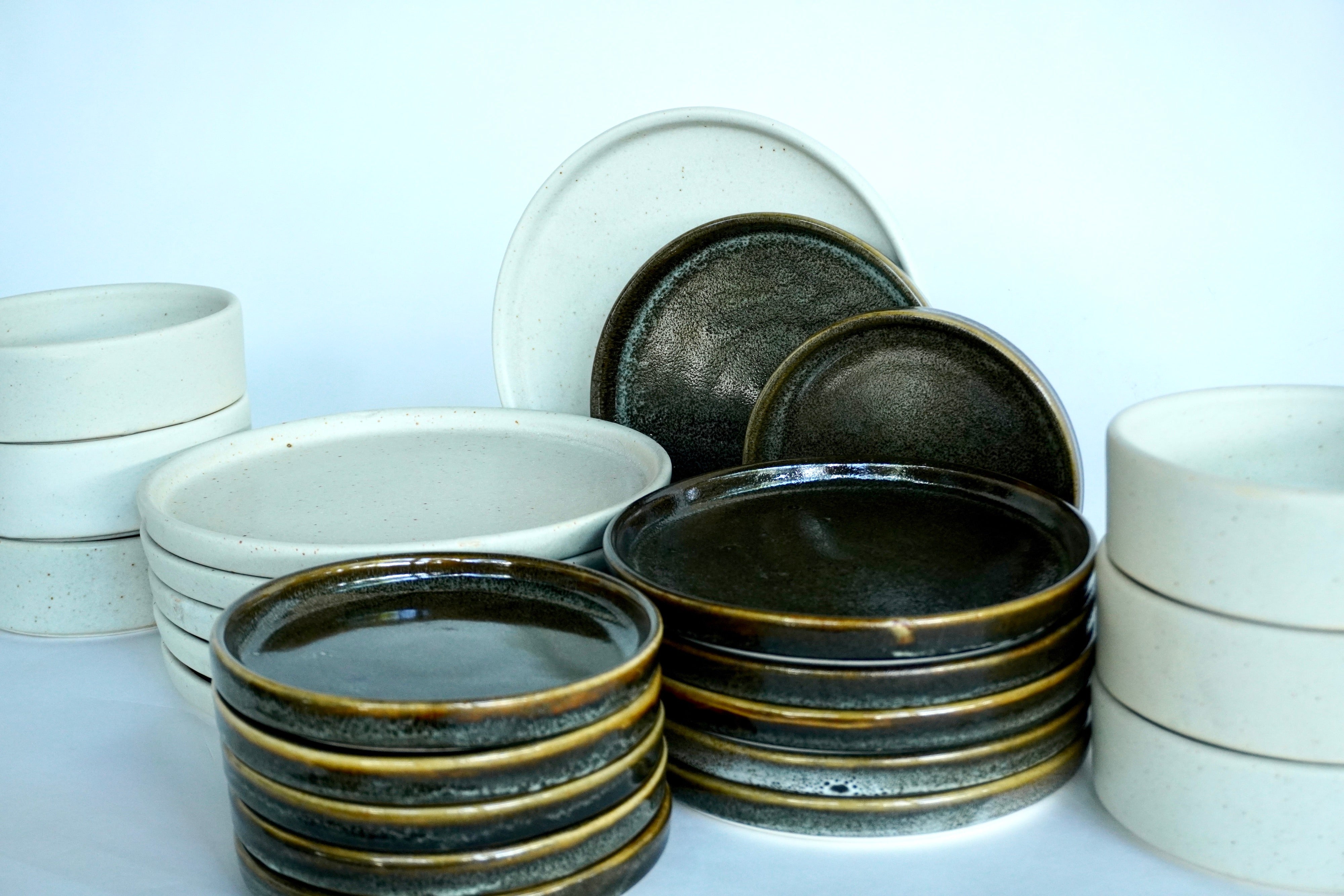 Arena blanca & Bio | Set de vajilla básica línea rústica para 6 personas