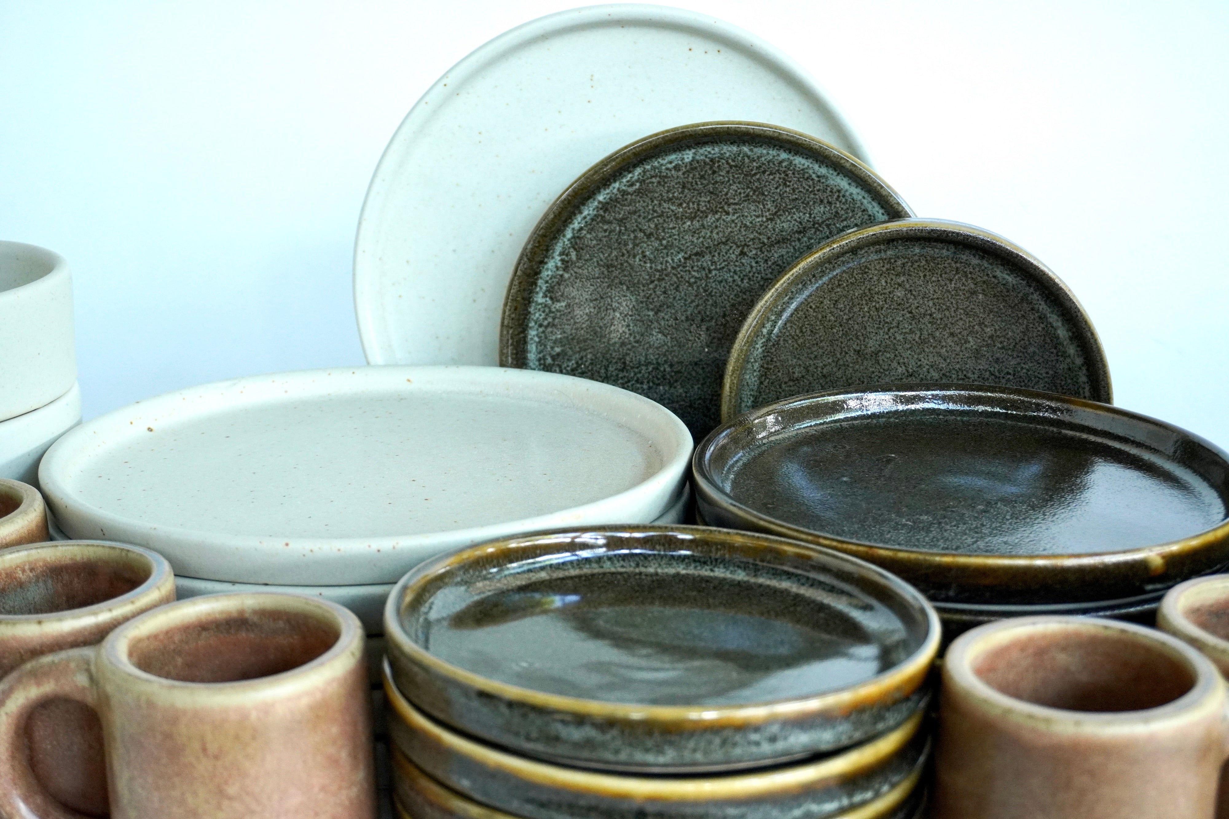 Arena blanca, Bio & Terracota | Set de vajilla línea rústica para 6 personas