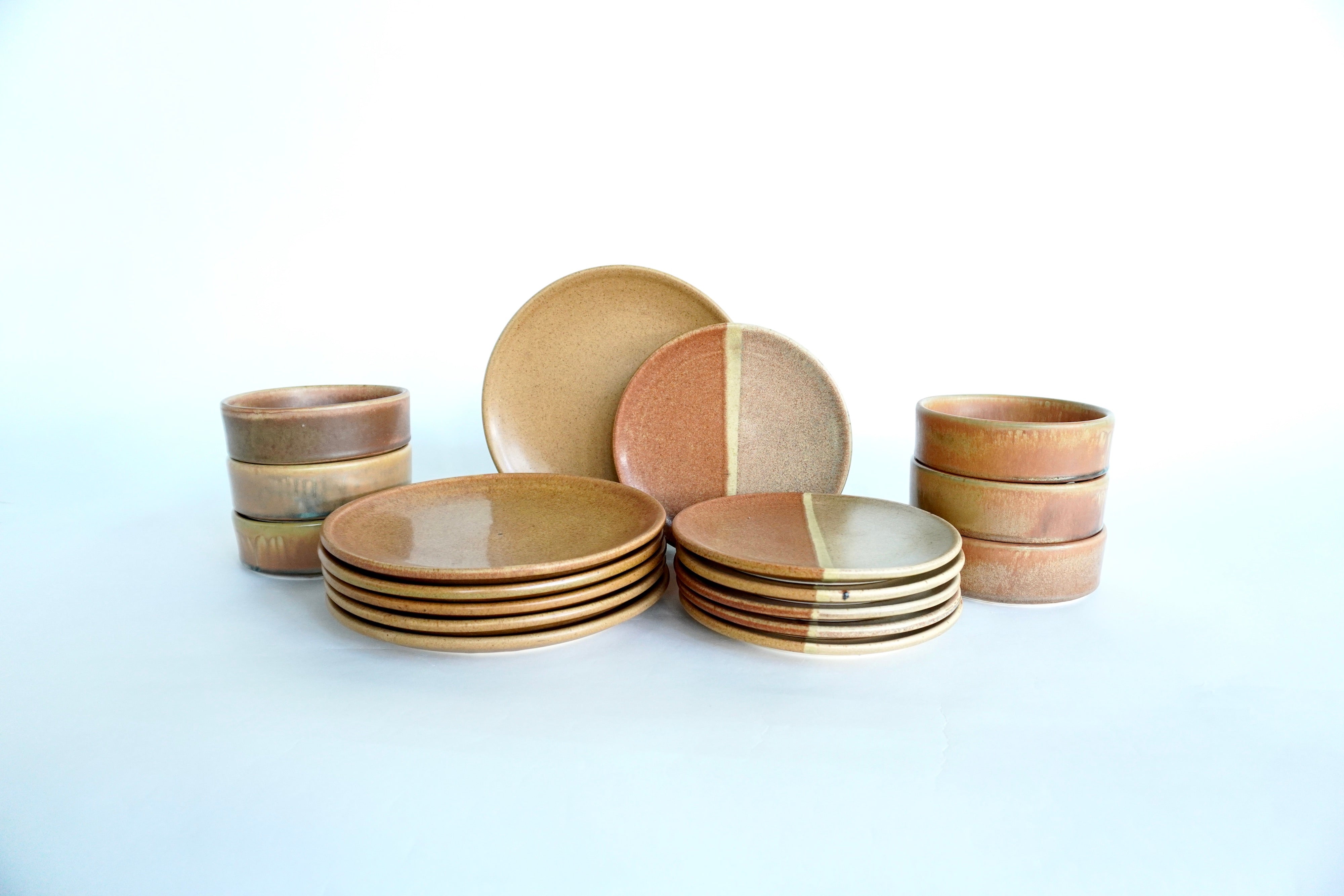 Ladrillo & Terracota | Set de vajilla básica línea rústica para 6 personas (con platos trinche & postre planos)