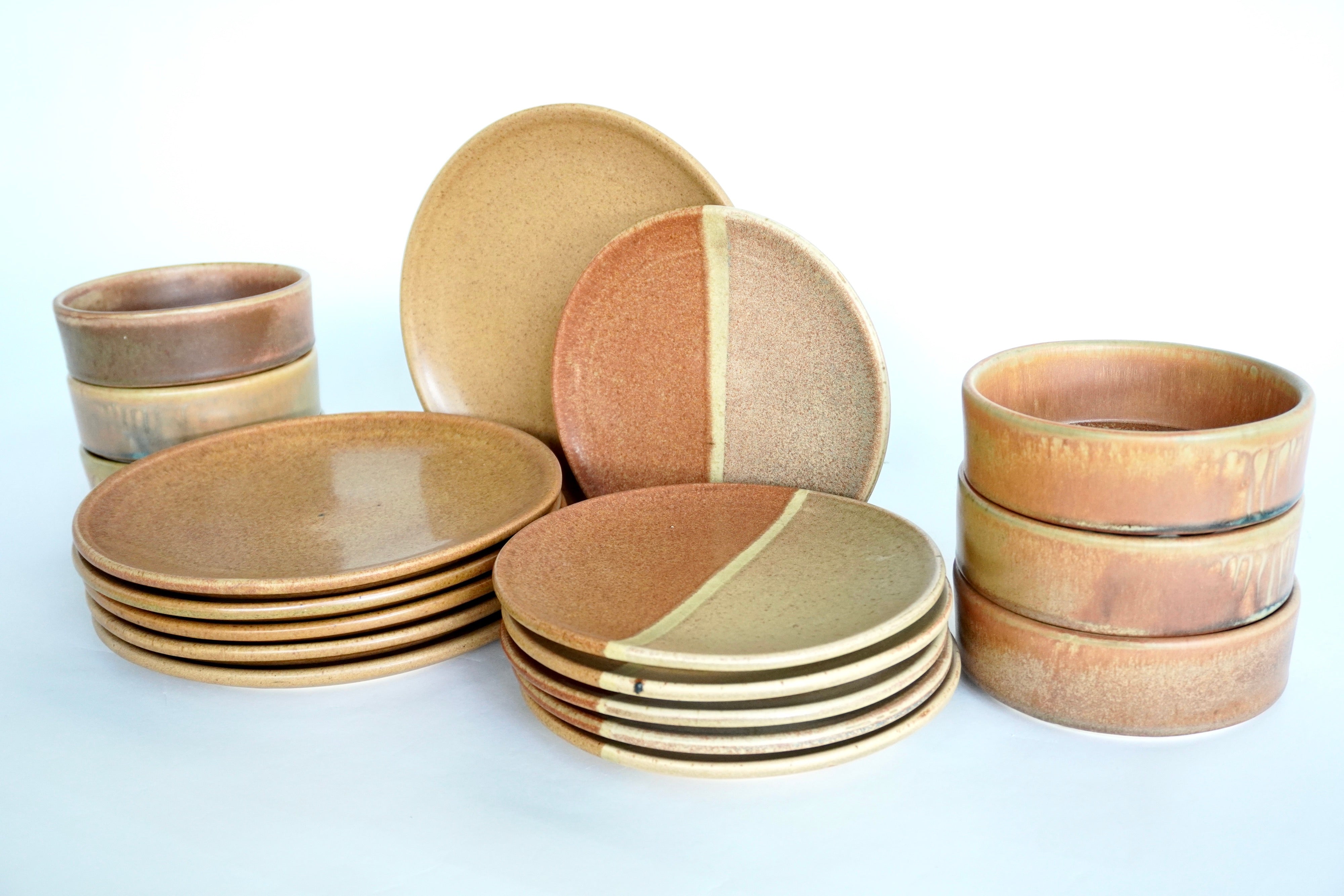 Ladrillo & Terracota | Set de vajilla básica línea rústica para 6 personas (con platos trinche & postre planos)