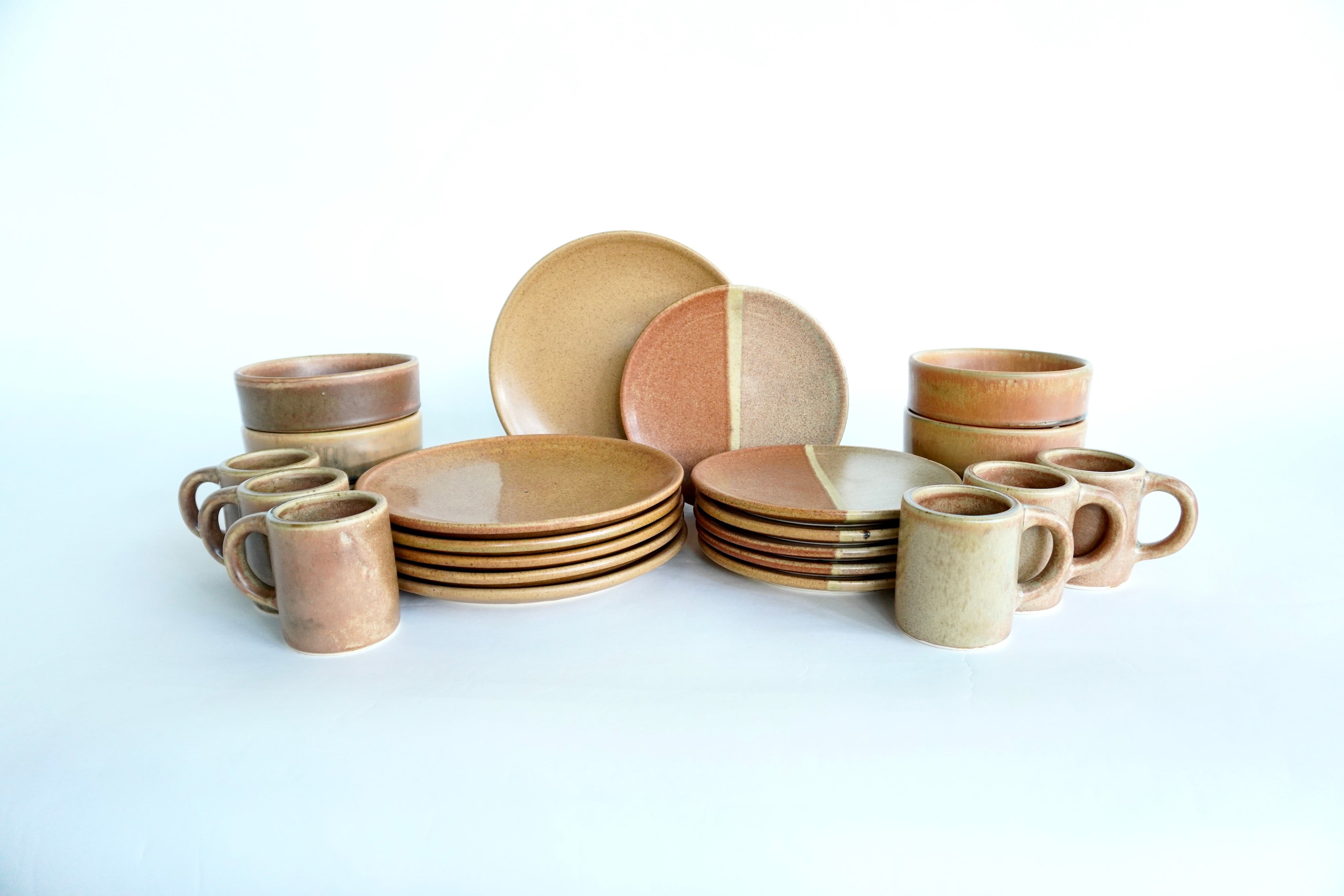 Ladrillo & Terracota | Set de vajilla línea rústica para 6 personas (con platos trinche & postre planos)