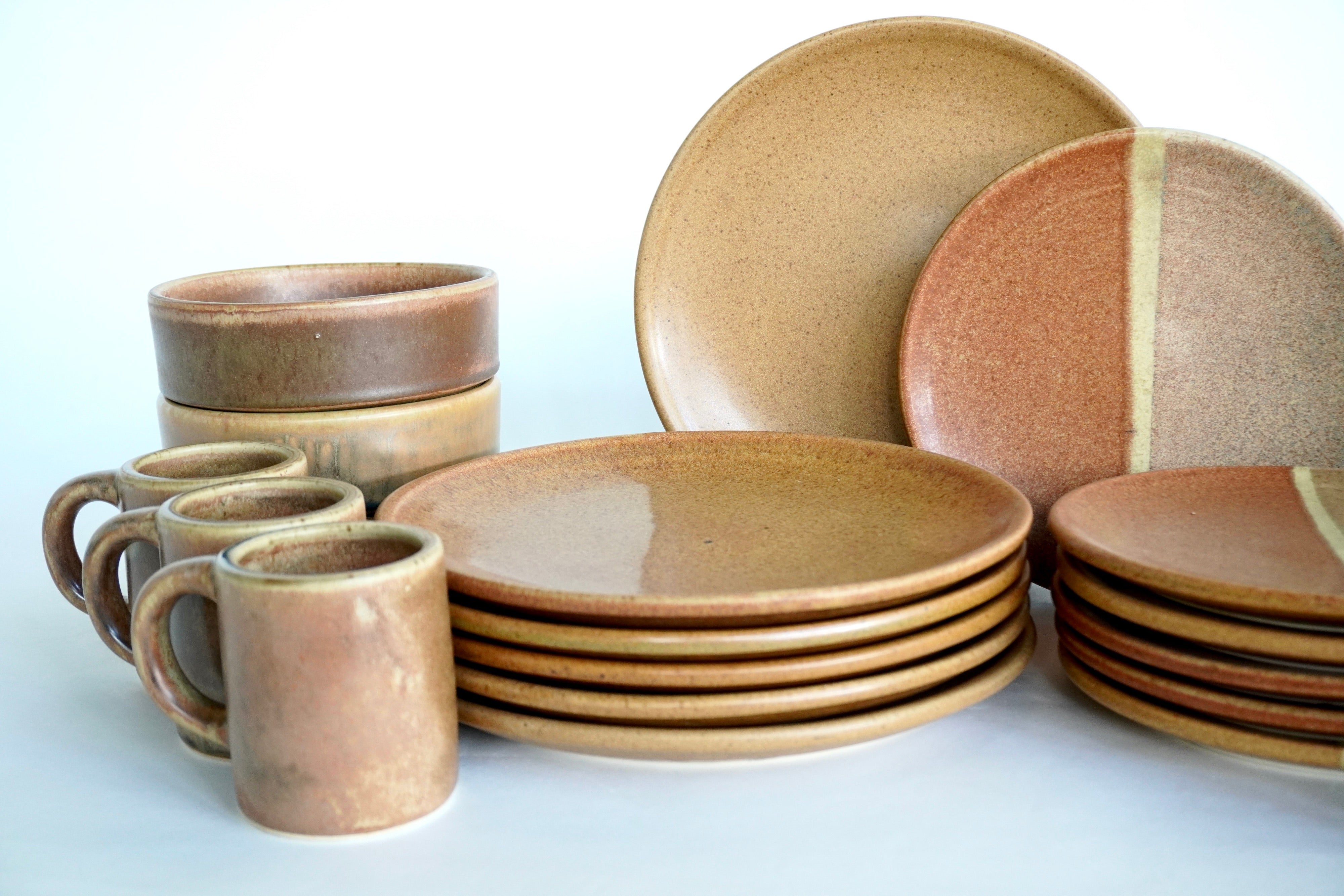 Ladrillo & Terracota | Set de vajilla línea rústica para 6 personas (con platos trinche & postre planos)