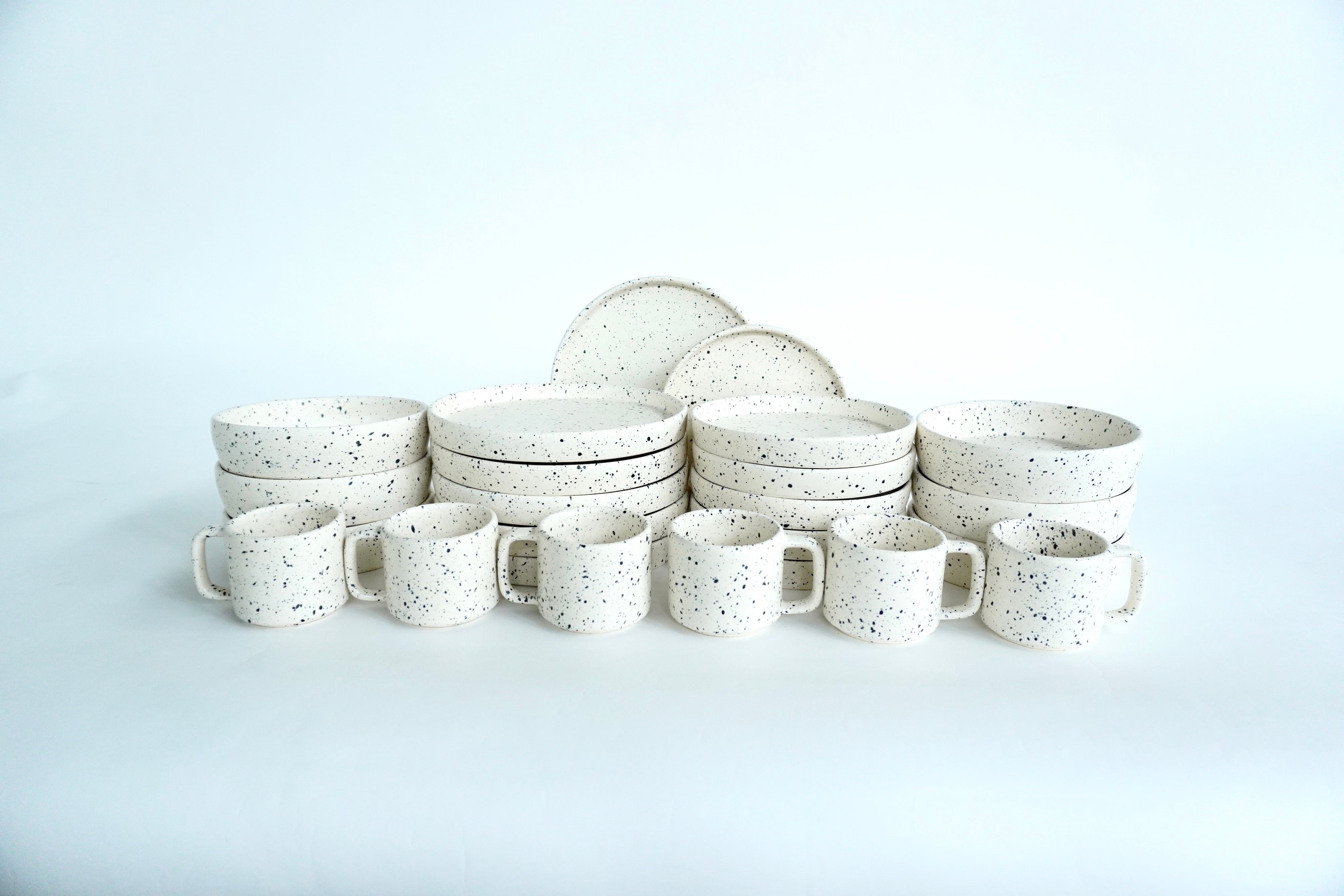 Tulum mate | Set de vajilla línea clásica para 6 personas (con platos trinche & bowls con pared)