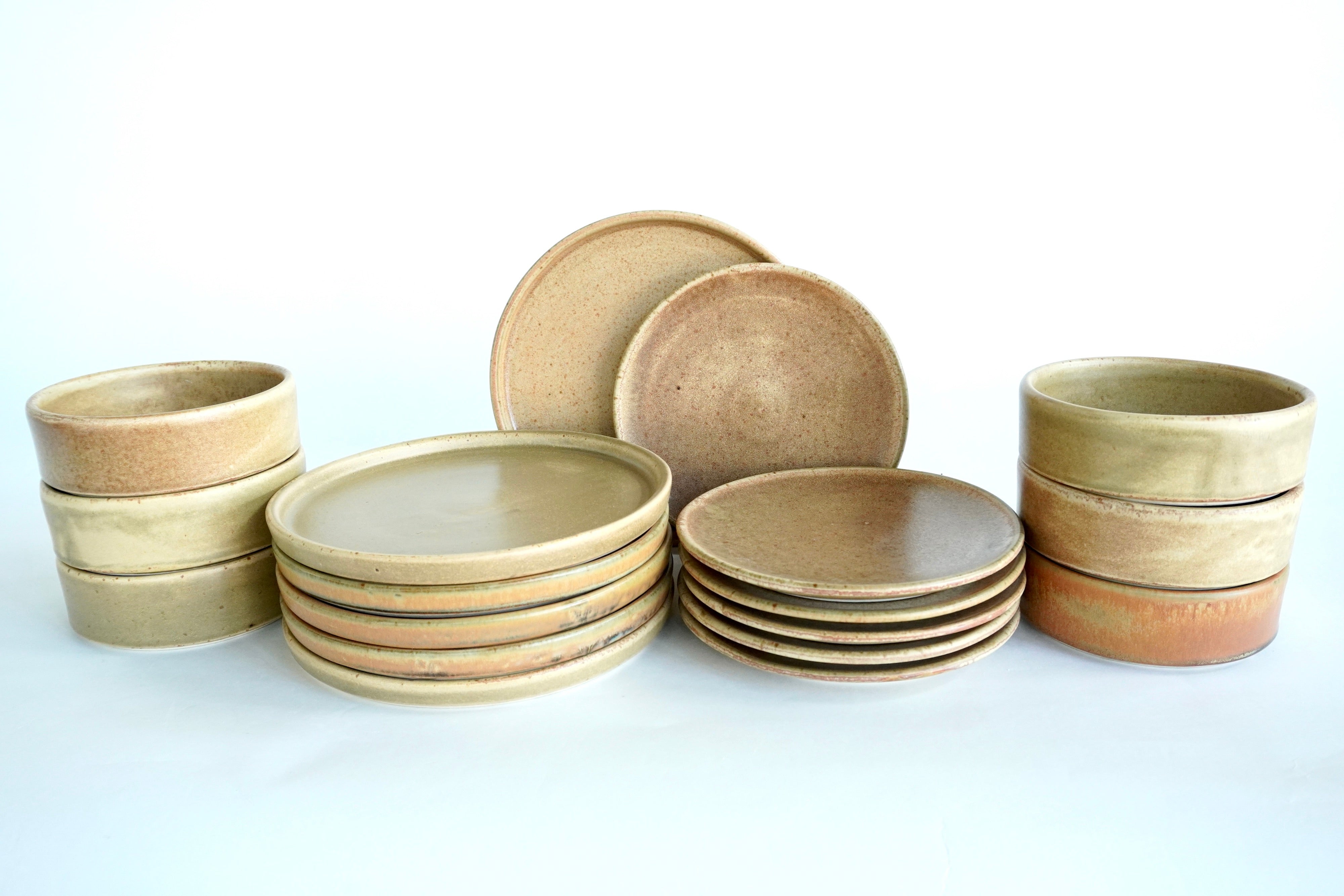 Terracota | Set de vajilla básica línea rústica para 6 personas (con platos postre planos)