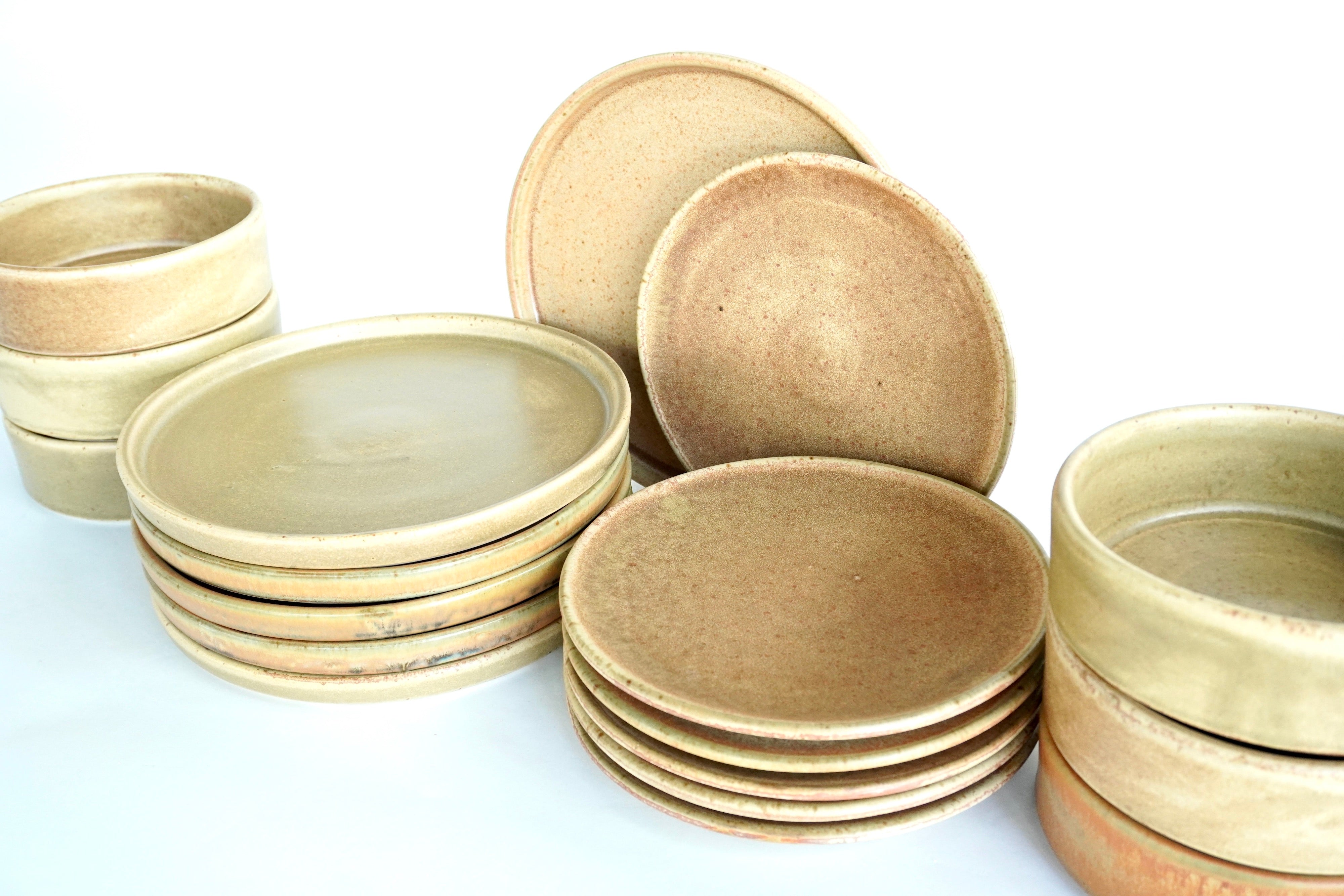 Terracota | Set de vajilla básica línea rústica para 6 personas (con platos postre planos)