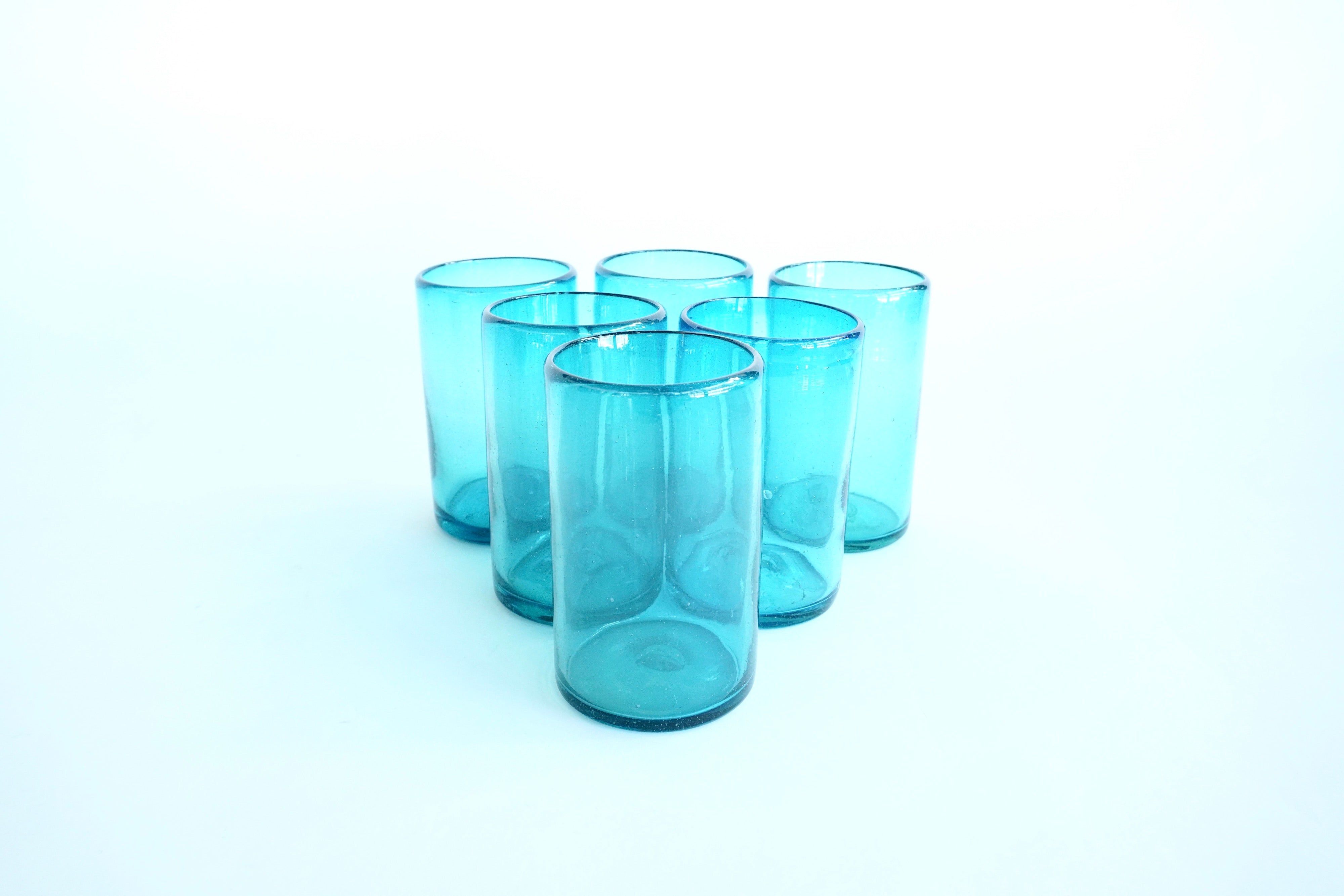 Turquesa altos | Set de 6 vasos de vidrio soplado