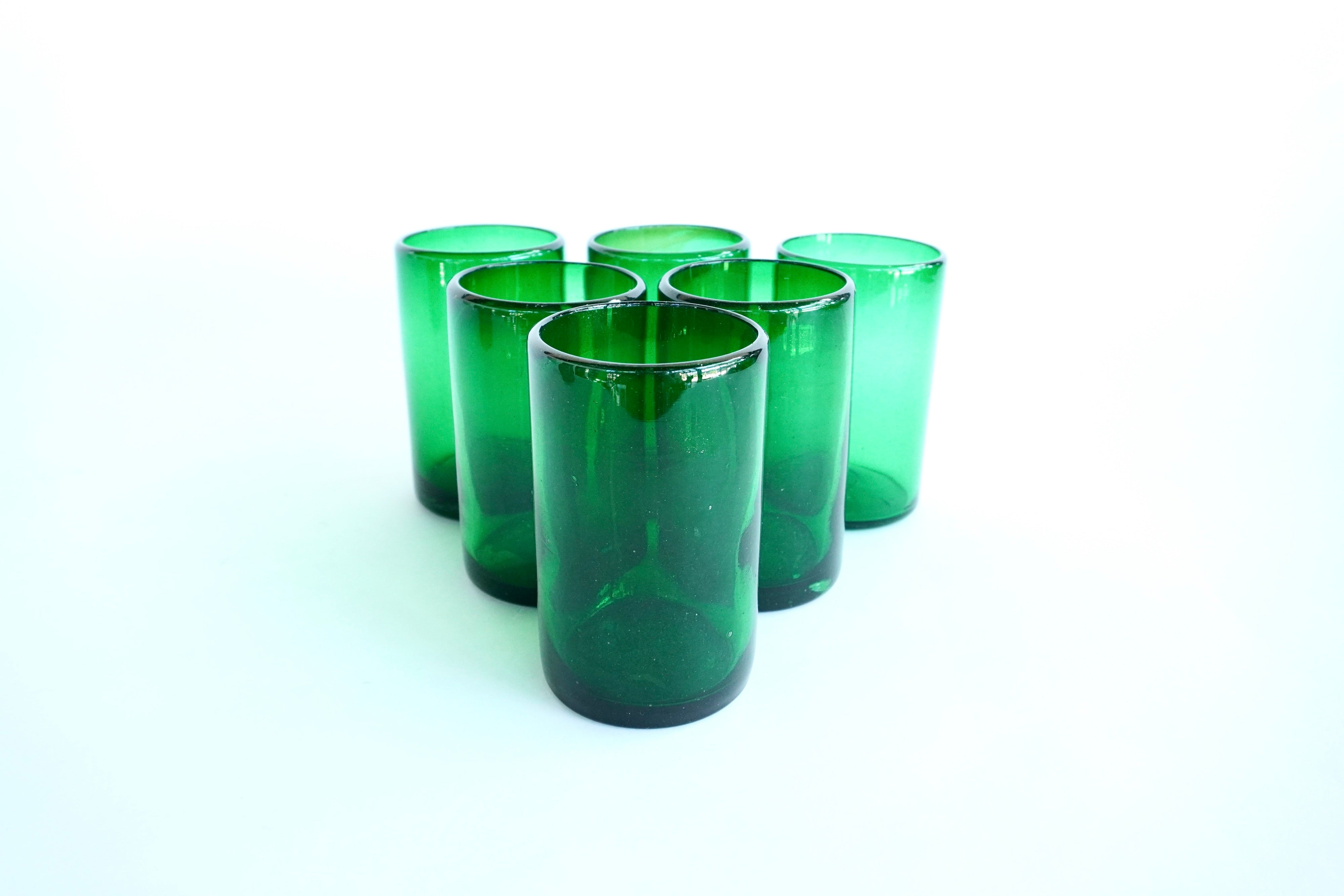 Verdes altos | Set de 6 vasos de vidrio soplado