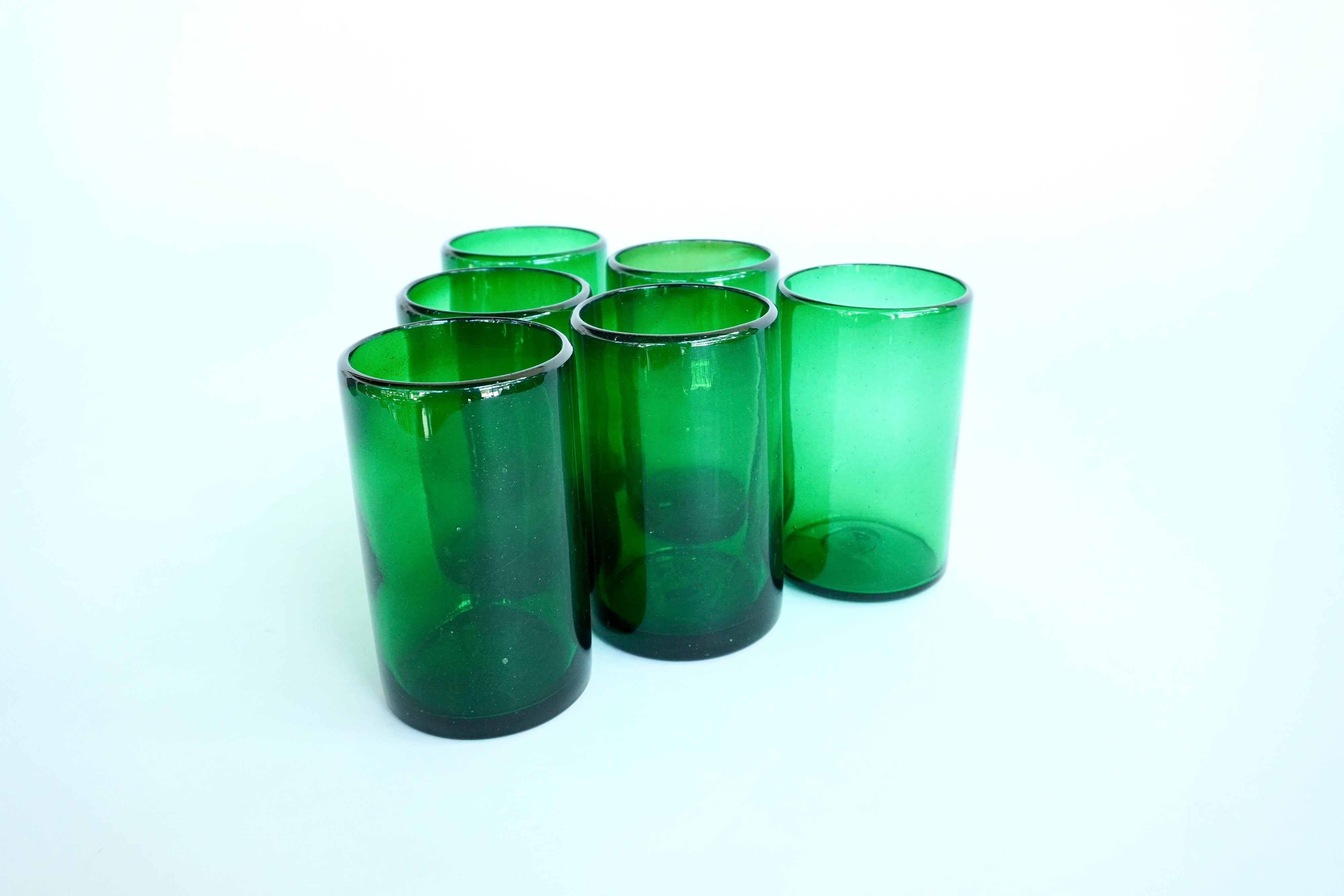 Verdes altos | Set de 6 vasos de vidrio soplado