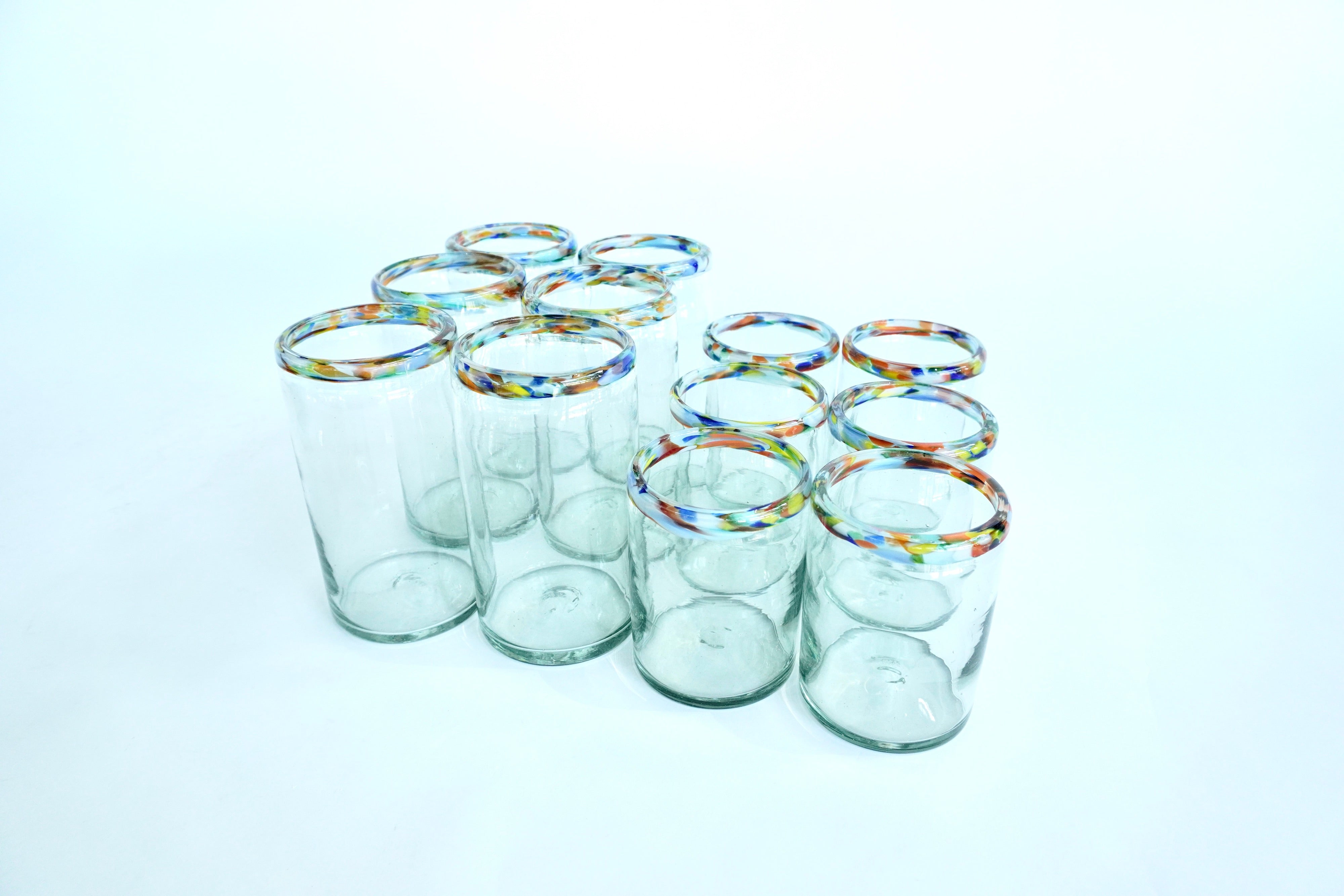 Orilla rivera altos & bajos | Set de 12 vasos de vidrio soplado