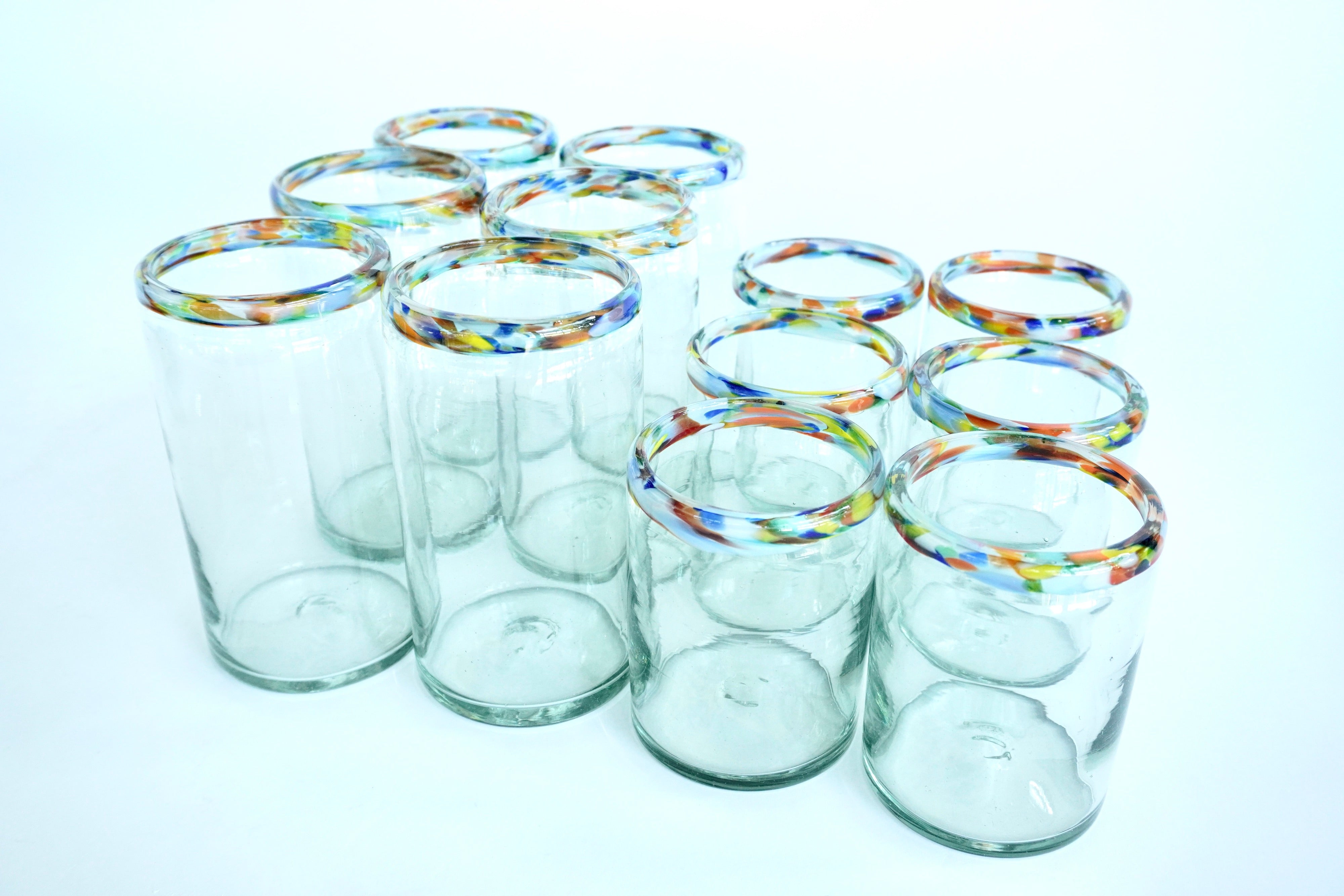 Orilla rivera altos & bajos | Set de 12 vasos de vidrio soplado