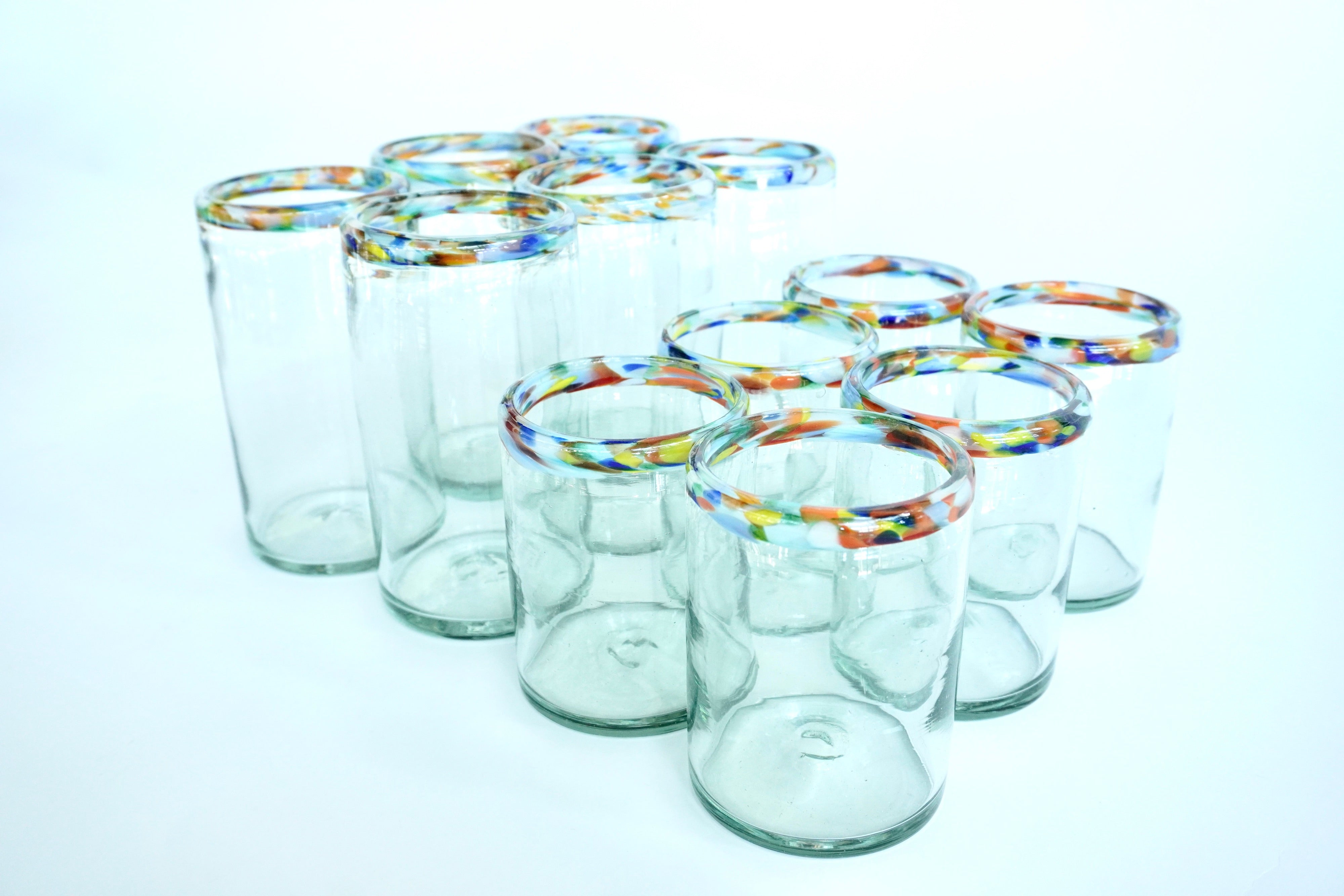 Orilla rivera altos & bajos | Set de 12 vasos de vidrio soplado