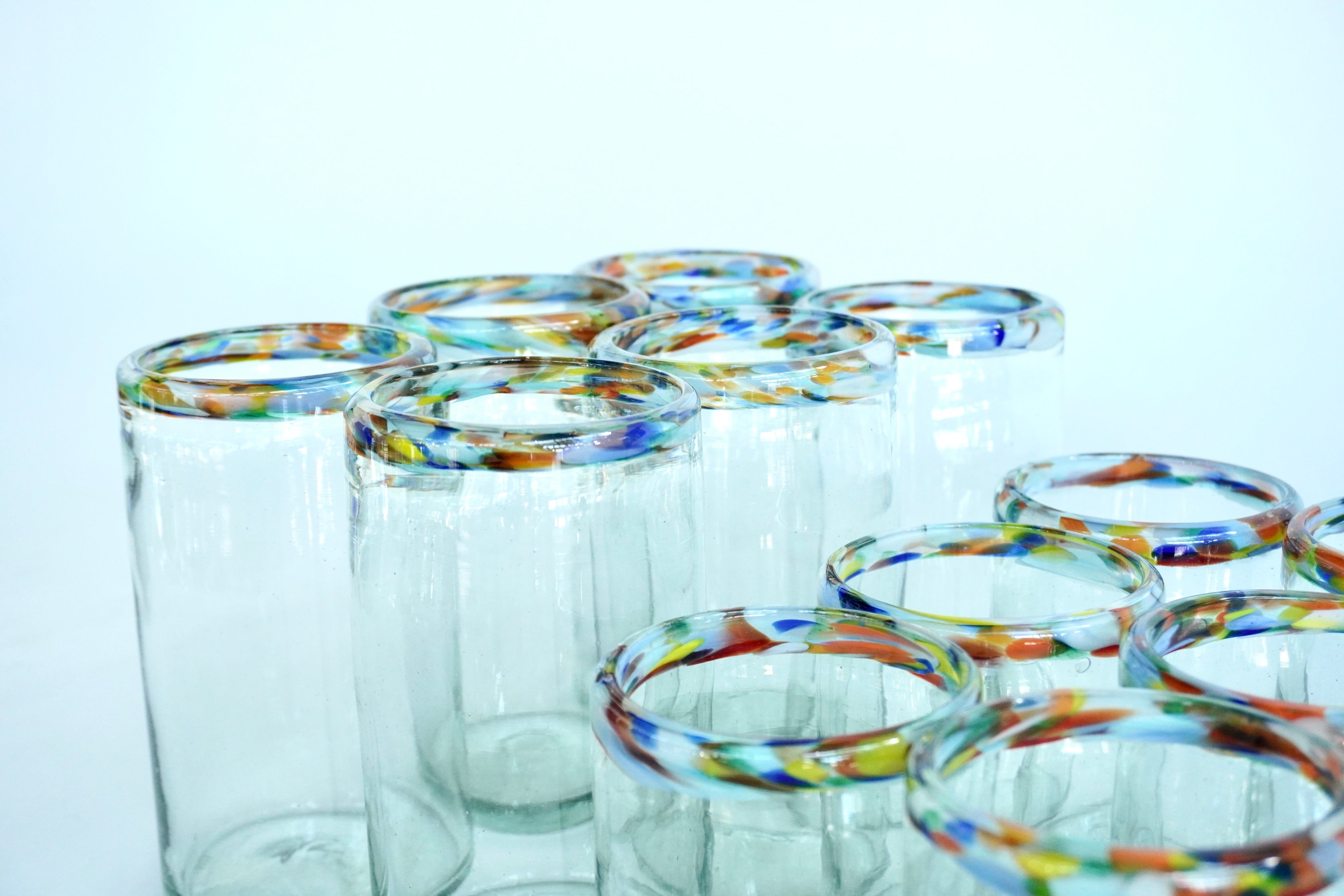 Orilla rivera altos & bajos | Set de 12 vasos de vidrio soplado