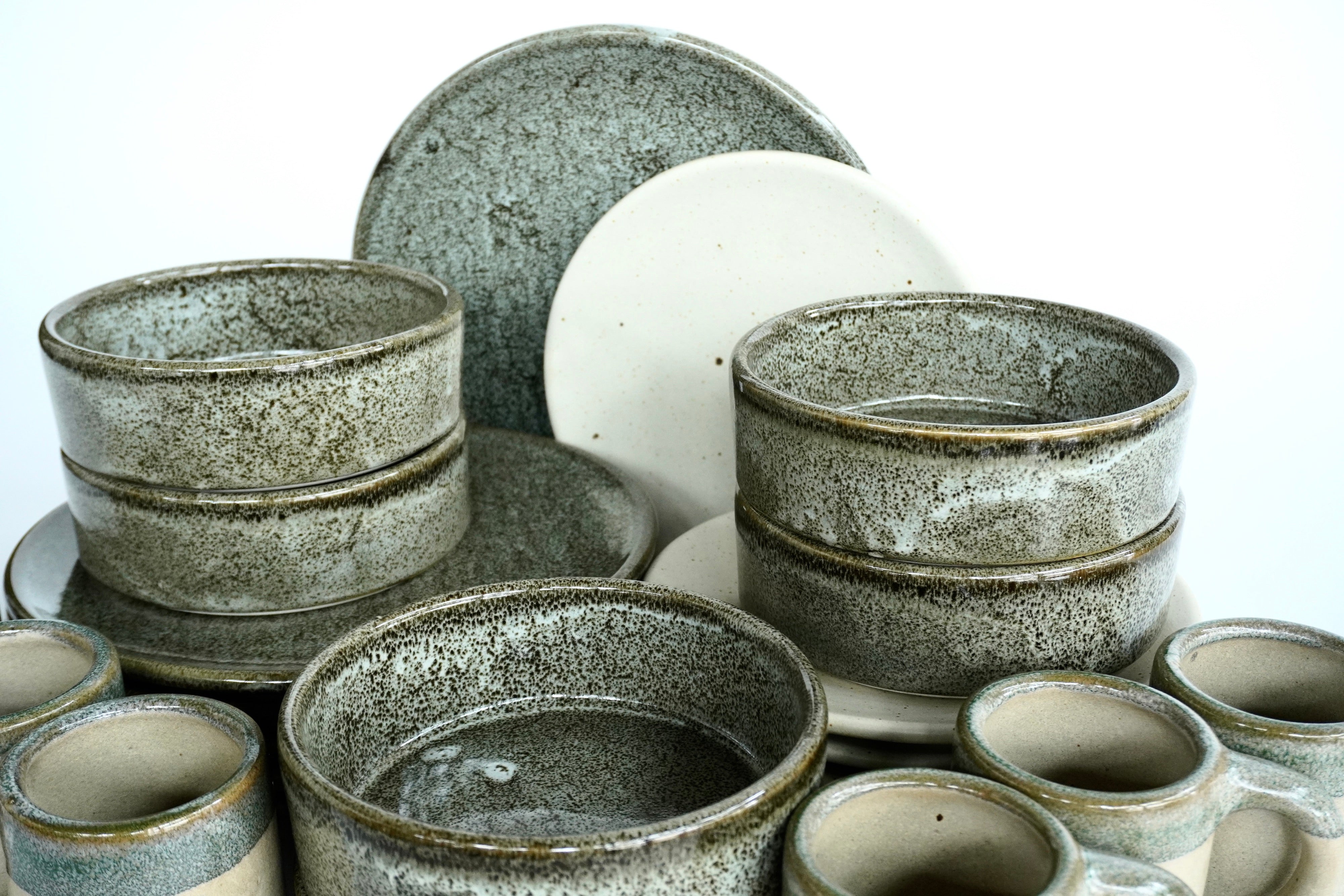 Bio & Arena blanca | Set de vajilla línea rústica para 6 personas (platos planos)