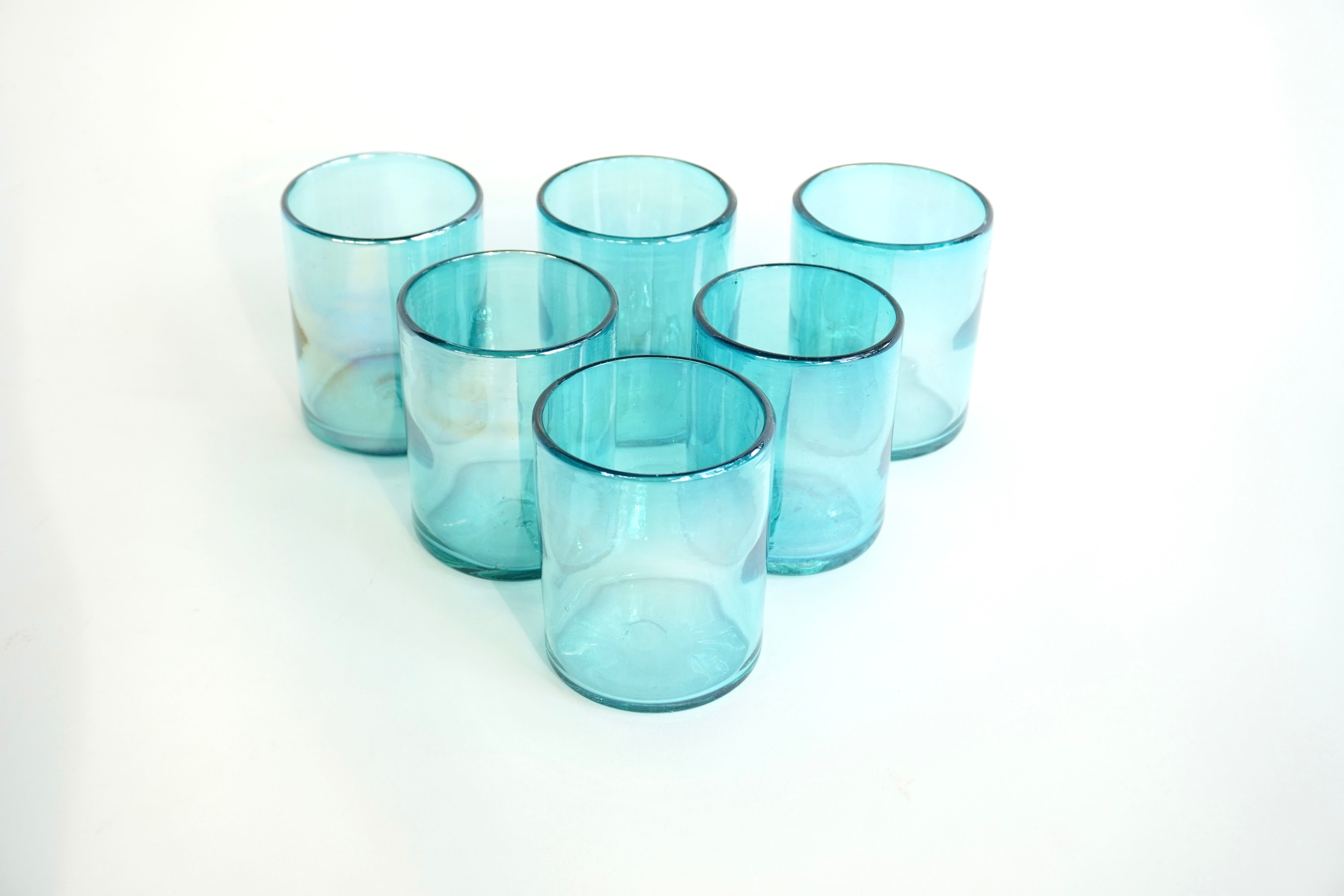 Turquesa | Set de 6 vasos de vidrio soplado