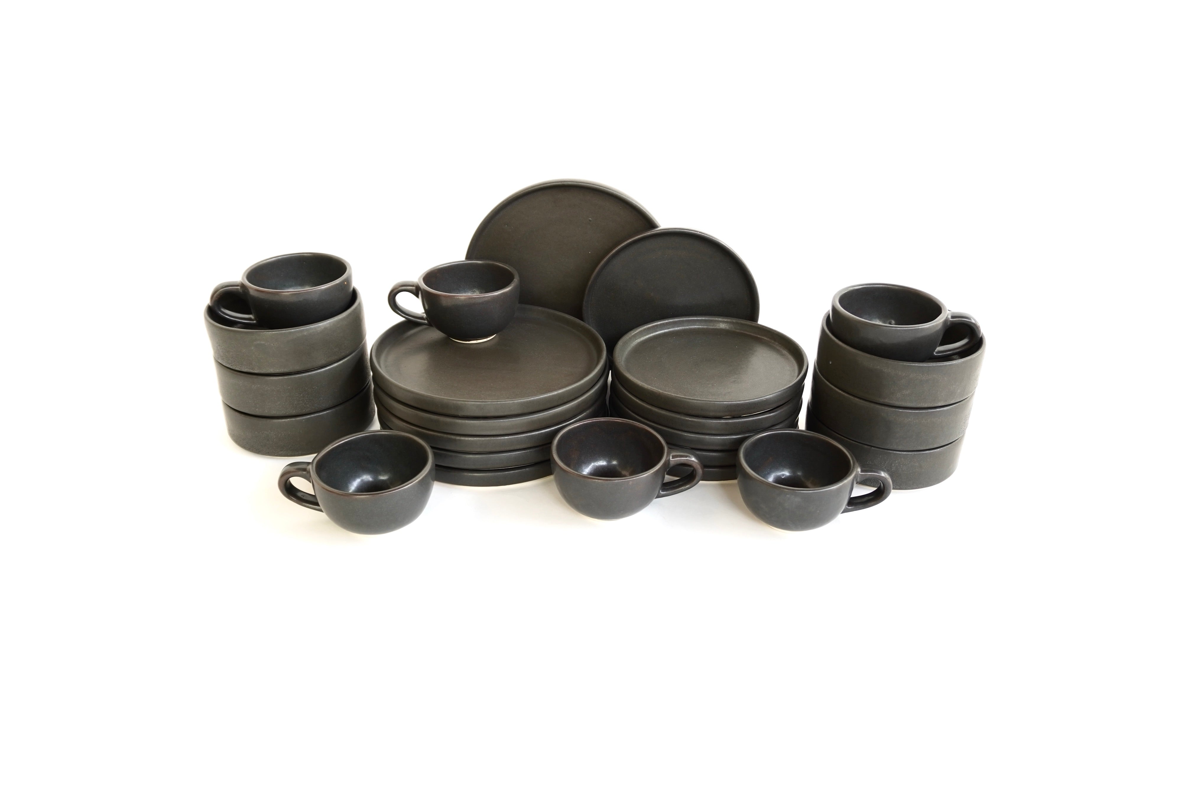 Piedra Negra Set de Vajilla Con Pared para 6 Personas