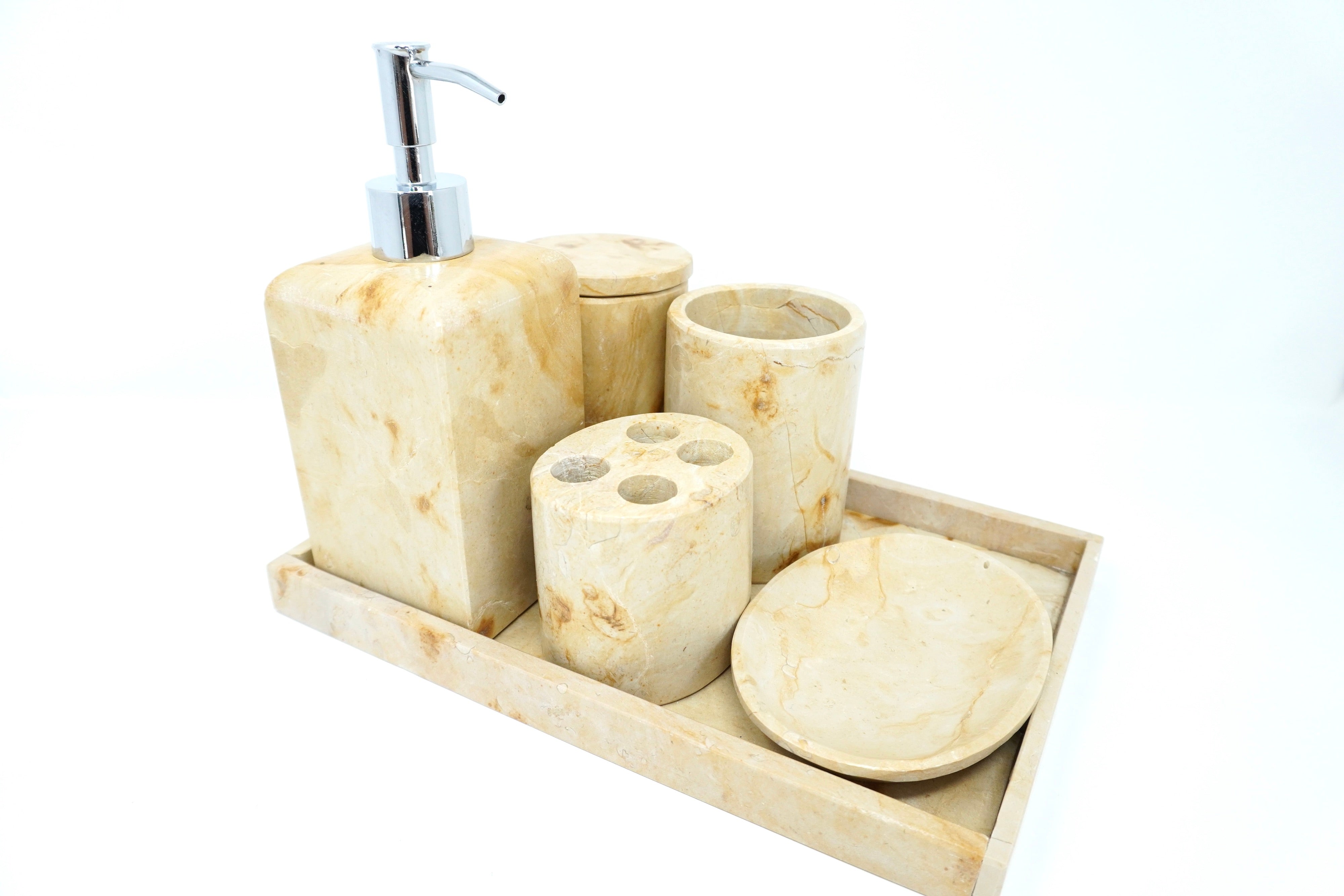 Set de Baño Mármol Dorado Tepeji