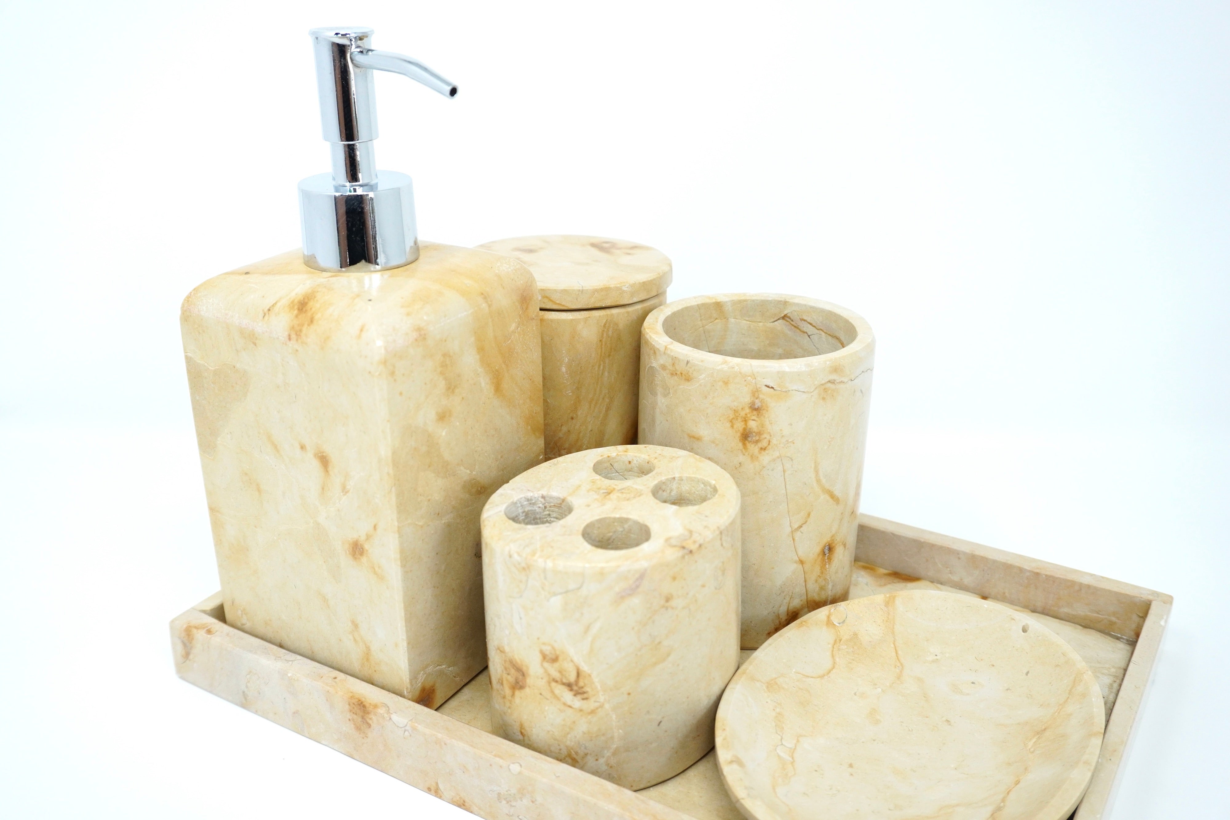 Set de Baño Mármol Dorado Tepeji