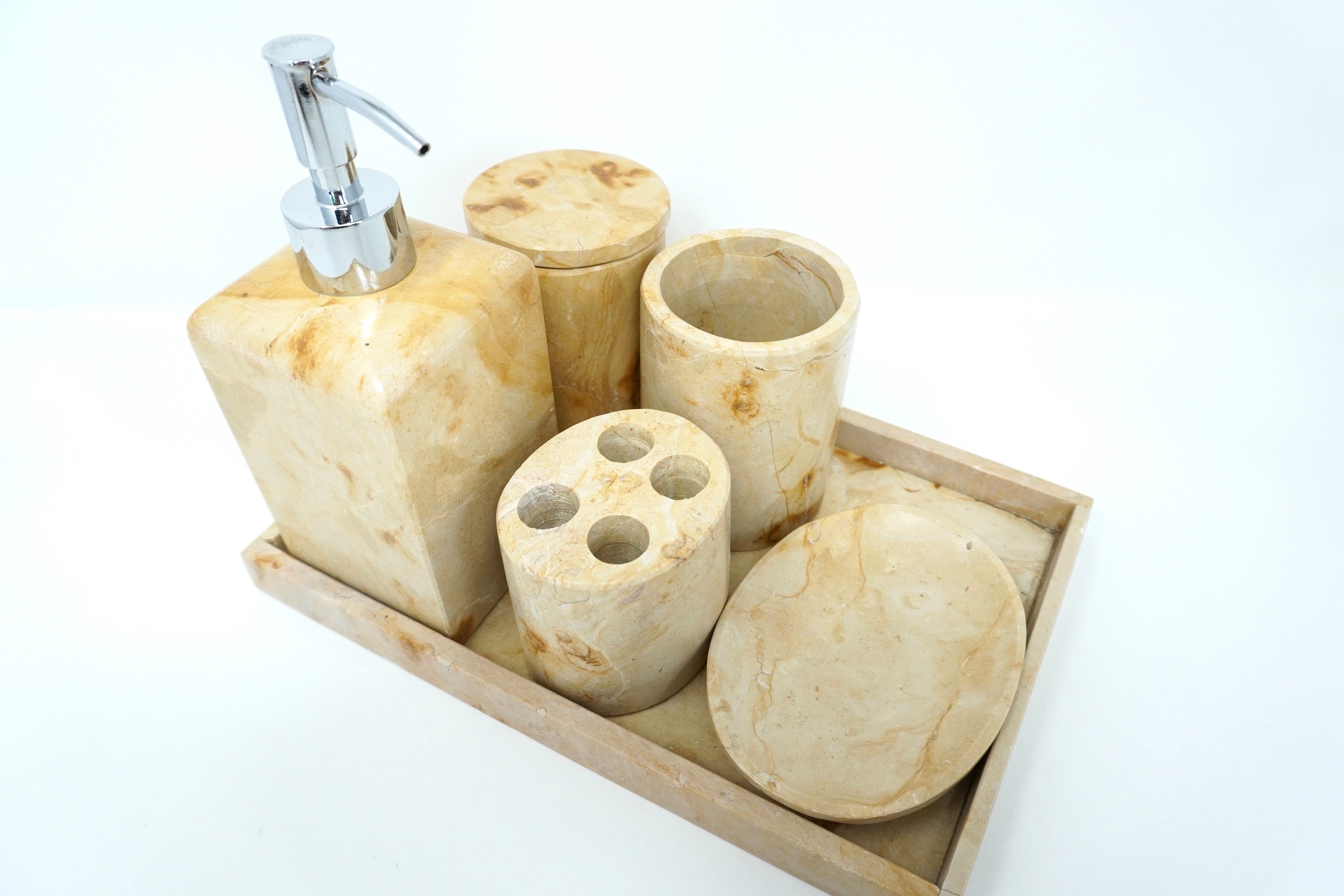 Set de Baño Mármol Dorado Tepeji