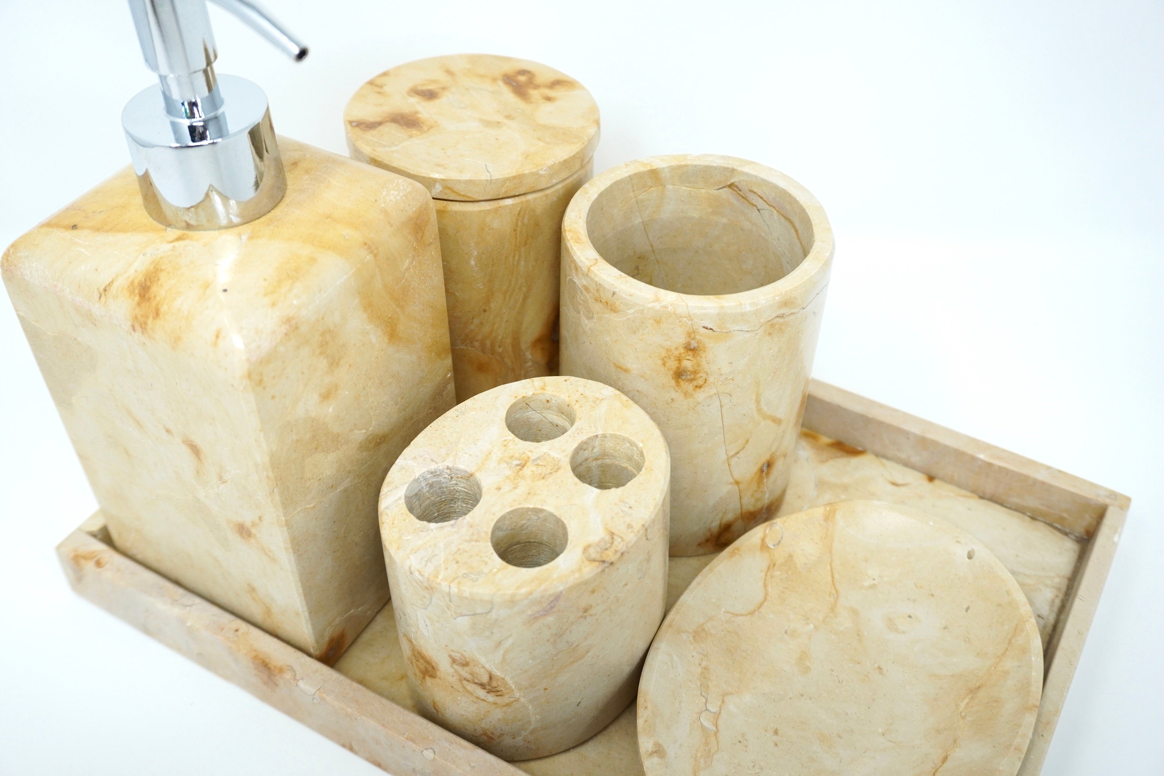 Set de Baño Mármol Dorado Tepeji