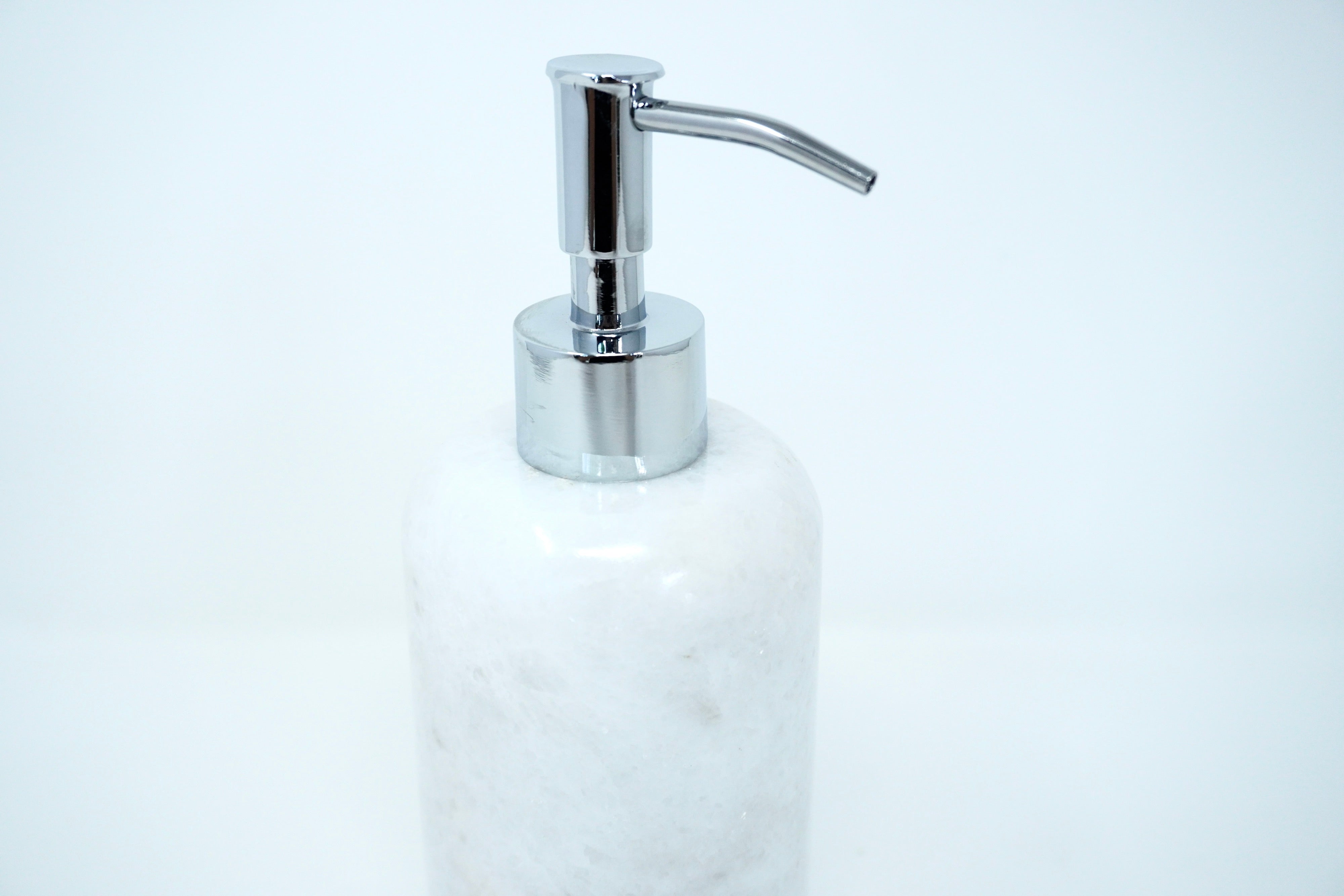 Jabonera Redonda con Dispensador Mármol Blanco
