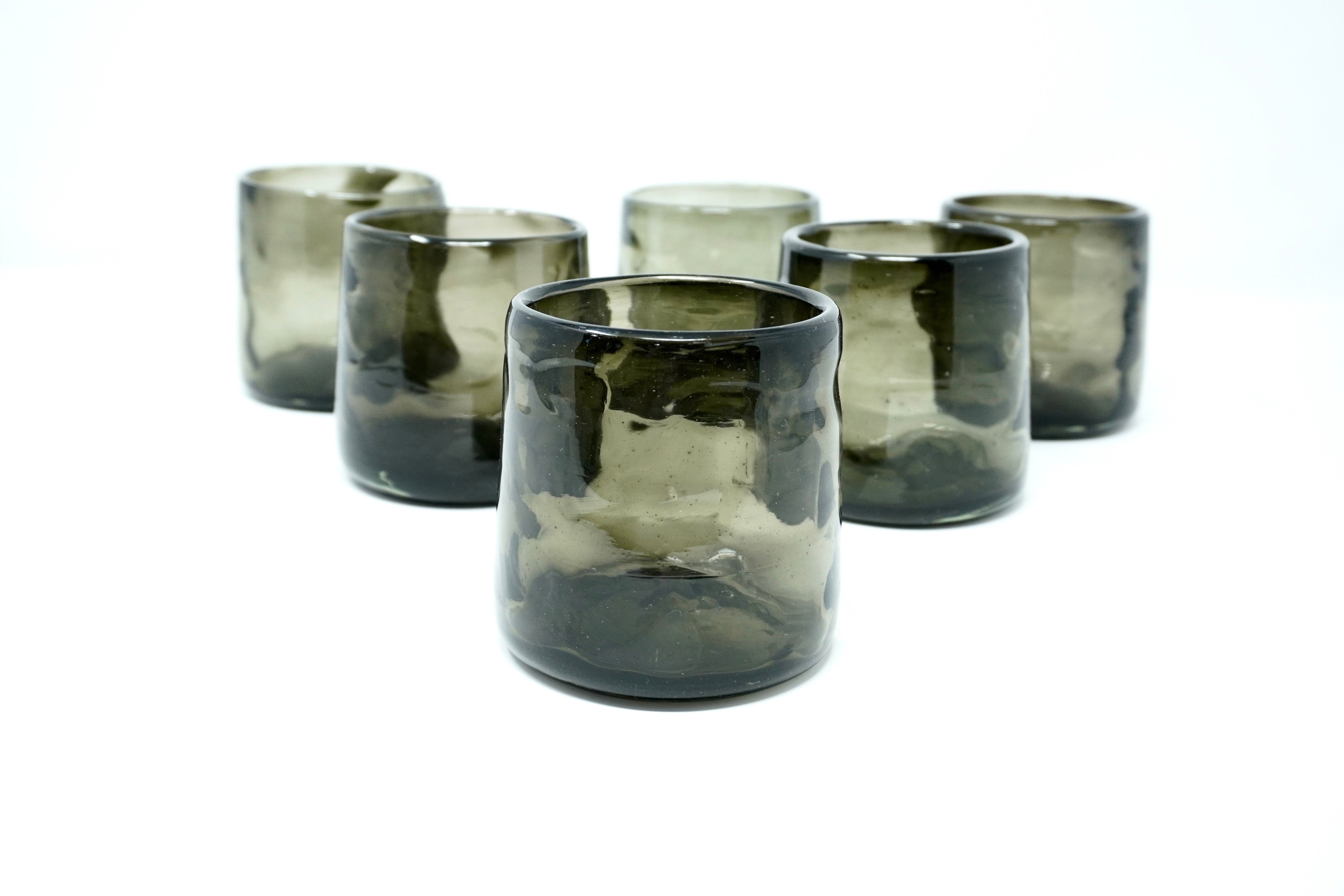 Grafito con huella | Set de 6 vasos de vidrio soplado