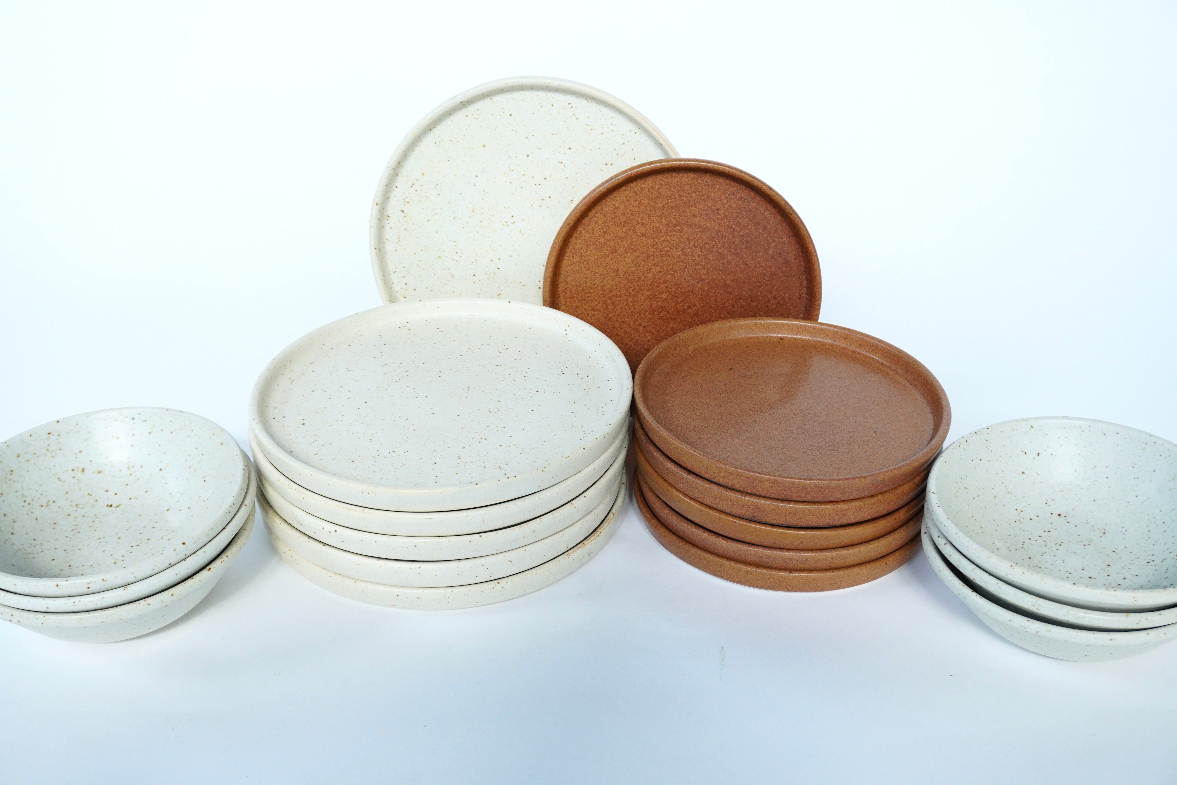 Mixta Arena blanca & Ladrillo | Set de vajilla línea rústica para 6 personas