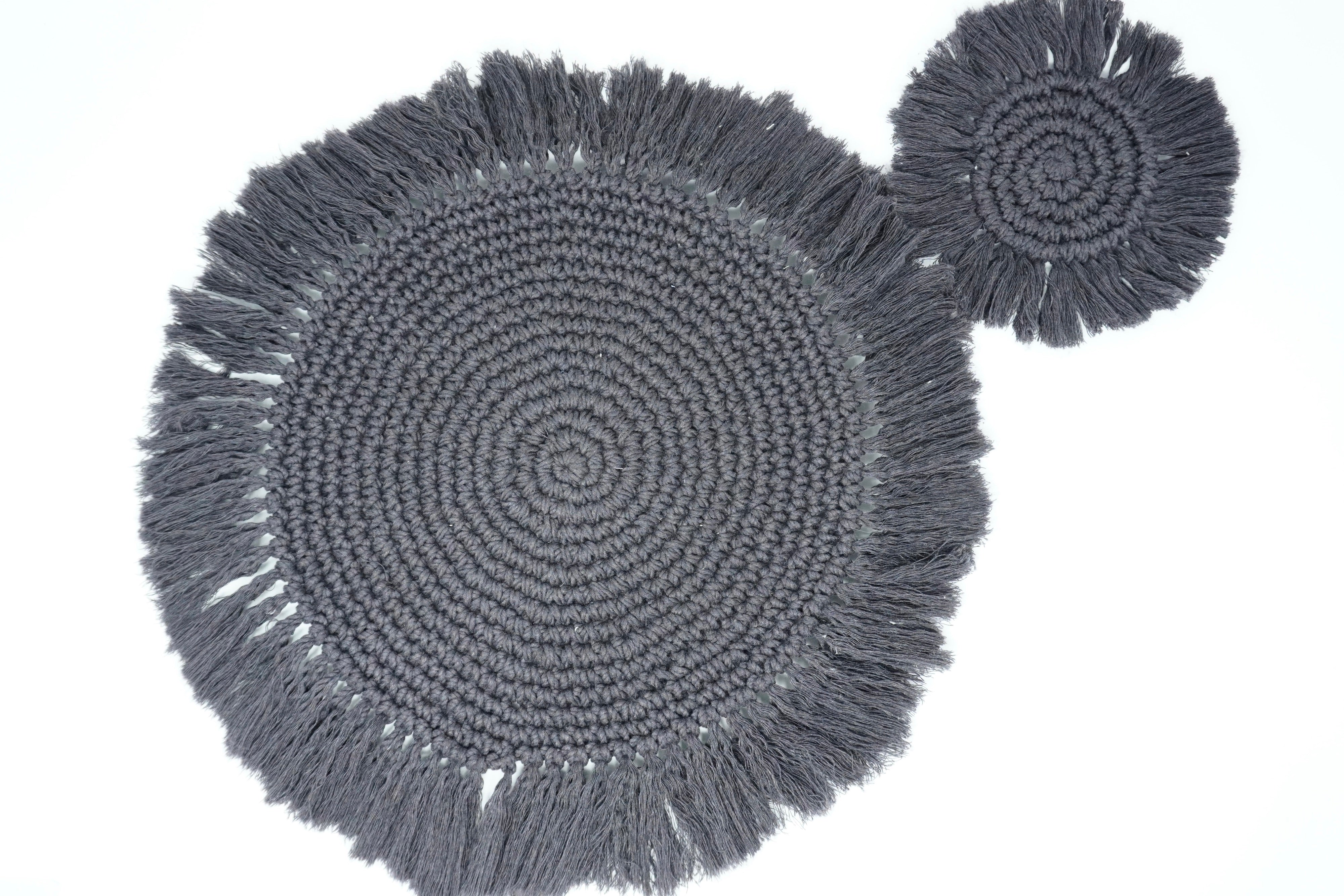 Gris degrade | Set de manteles & portavasos para 6 personas