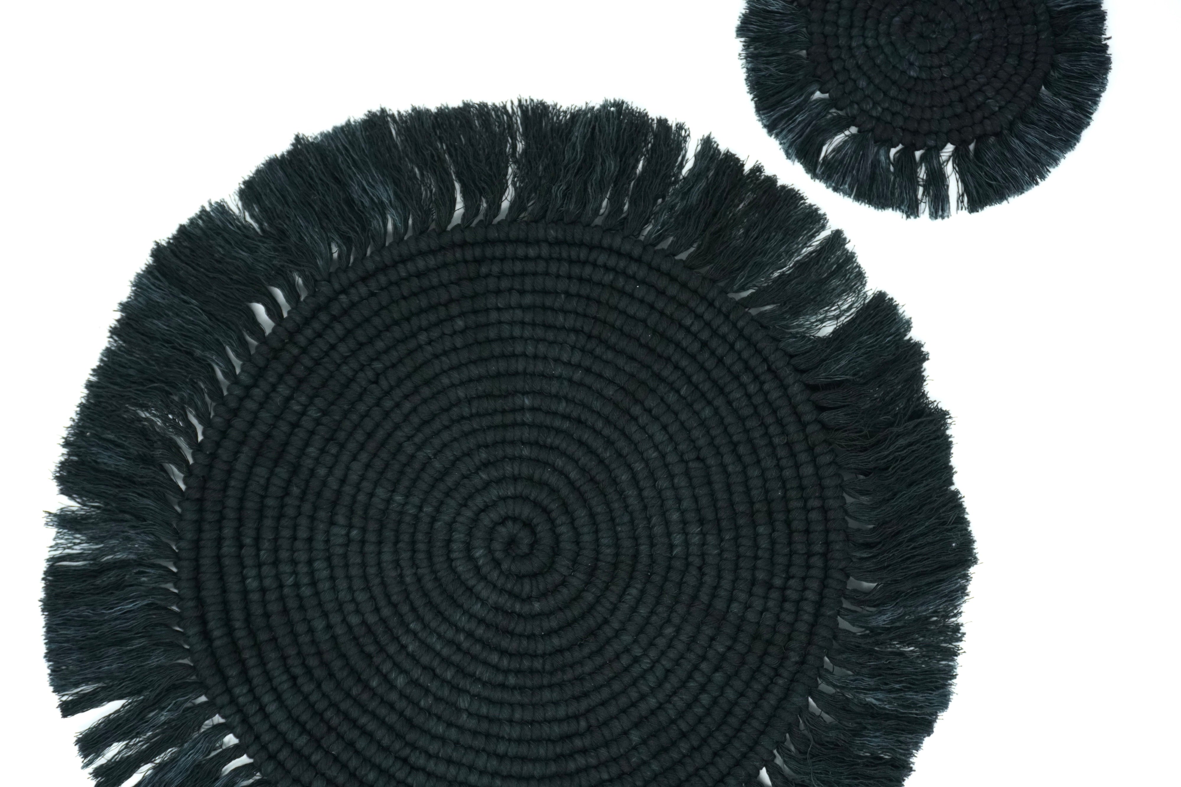 Negro | Set de manteles & portavasos para 6 personas