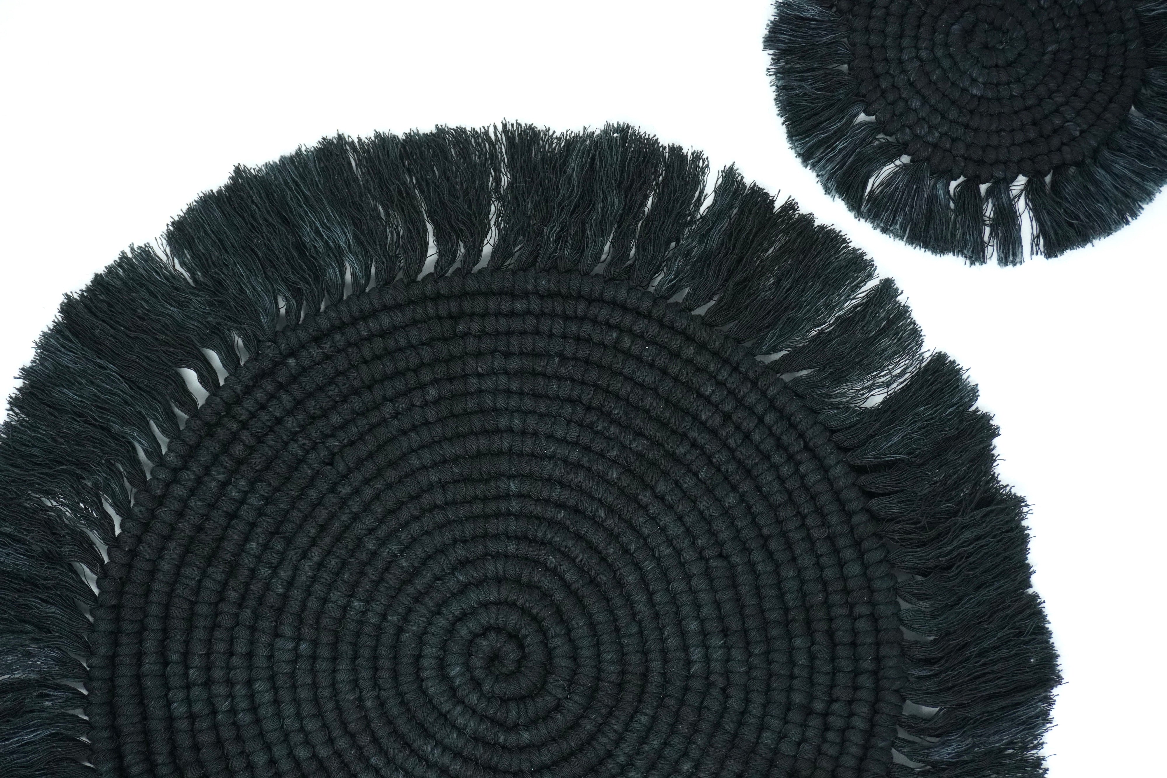 Negro | Set de manteles & portavasos para 6 personas