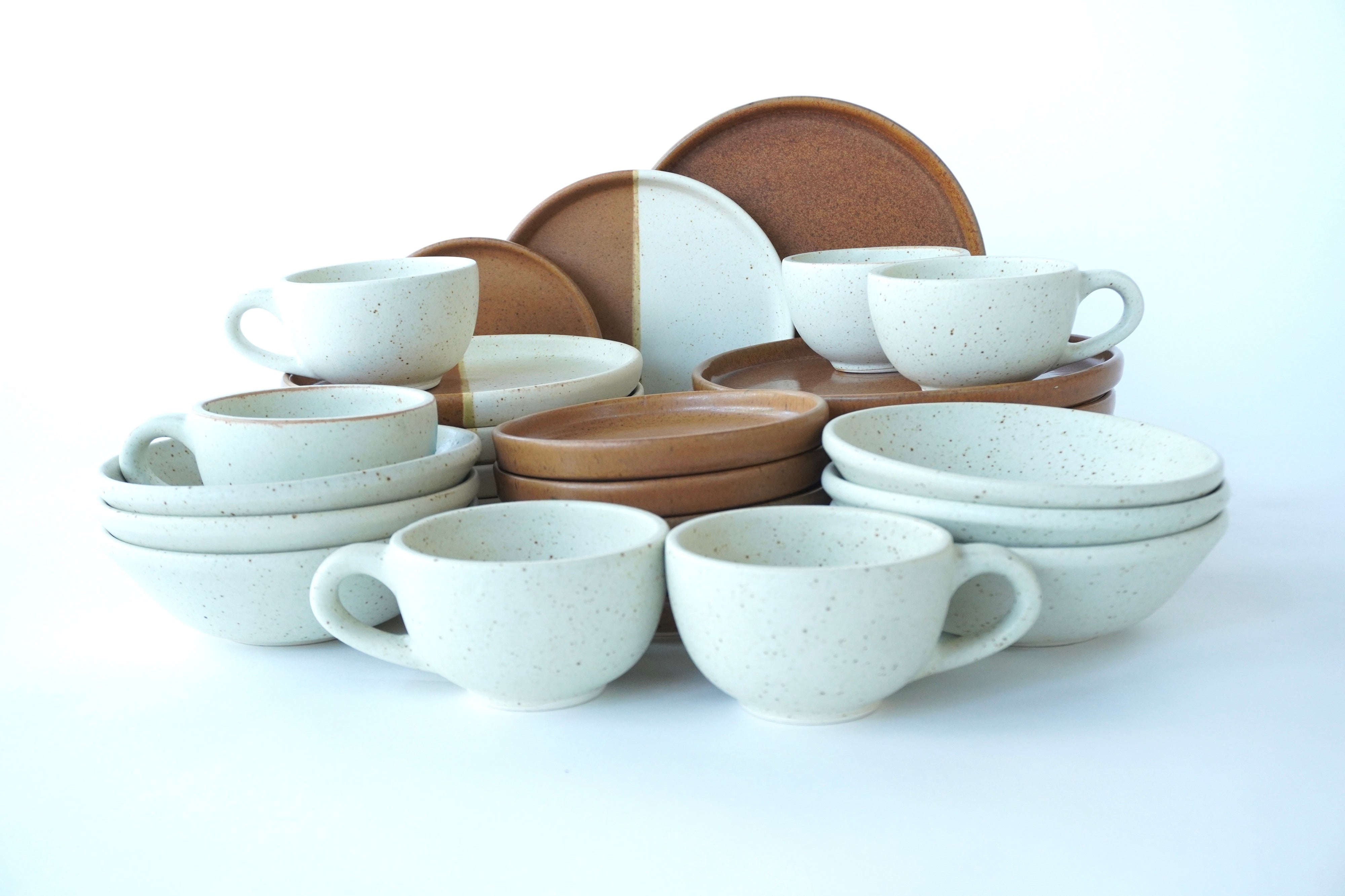 Mixta F Arena blanca & Ladrillo | Set de vajilla línea rústica para 6 personas