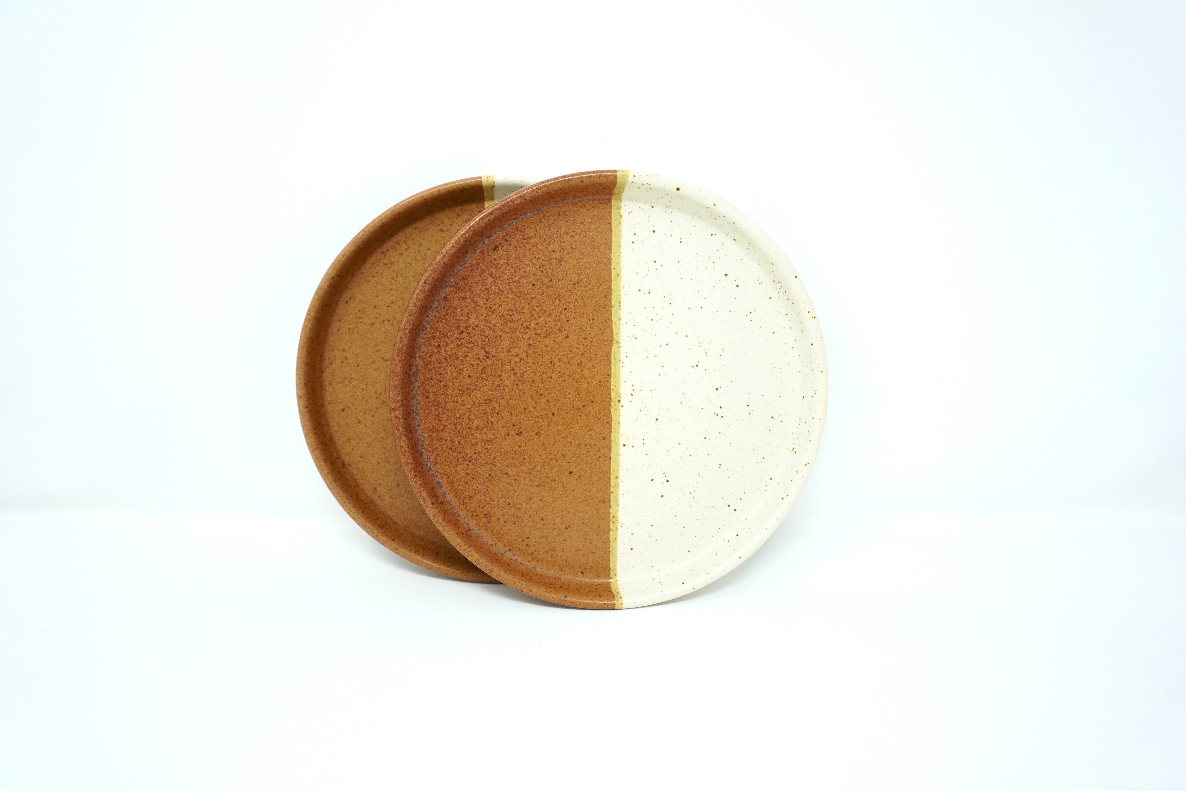 Duo Arena Blanca & Ladrillo | Set de 2 platos postre con pared Ø 21 cm línea rústica