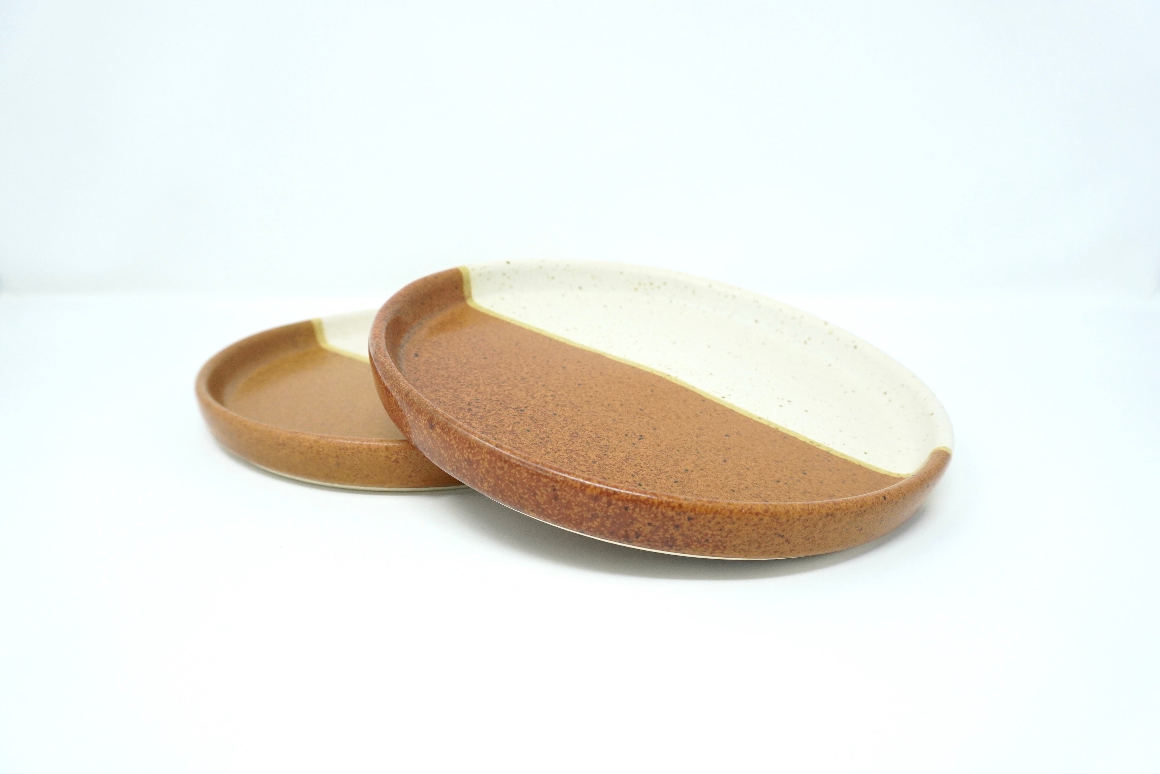 Duo Arena Blanca & Ladrillo | Set de 2 platos postre con pared Ø 21 cm línea rústica