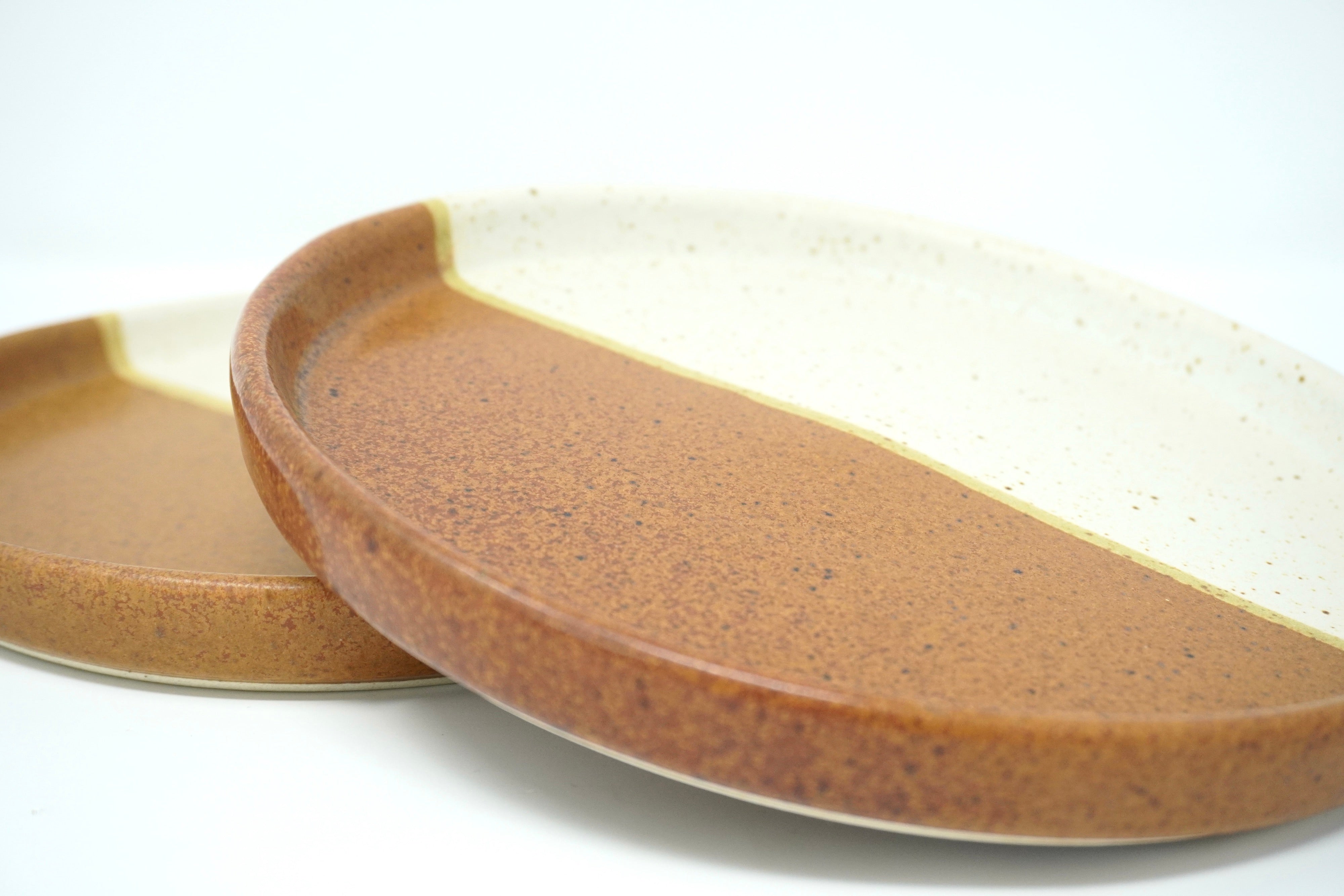 Duo Arena Blanca & Ladrillo | Set de 2 platos postre con pared Ø 21 cm línea rústica