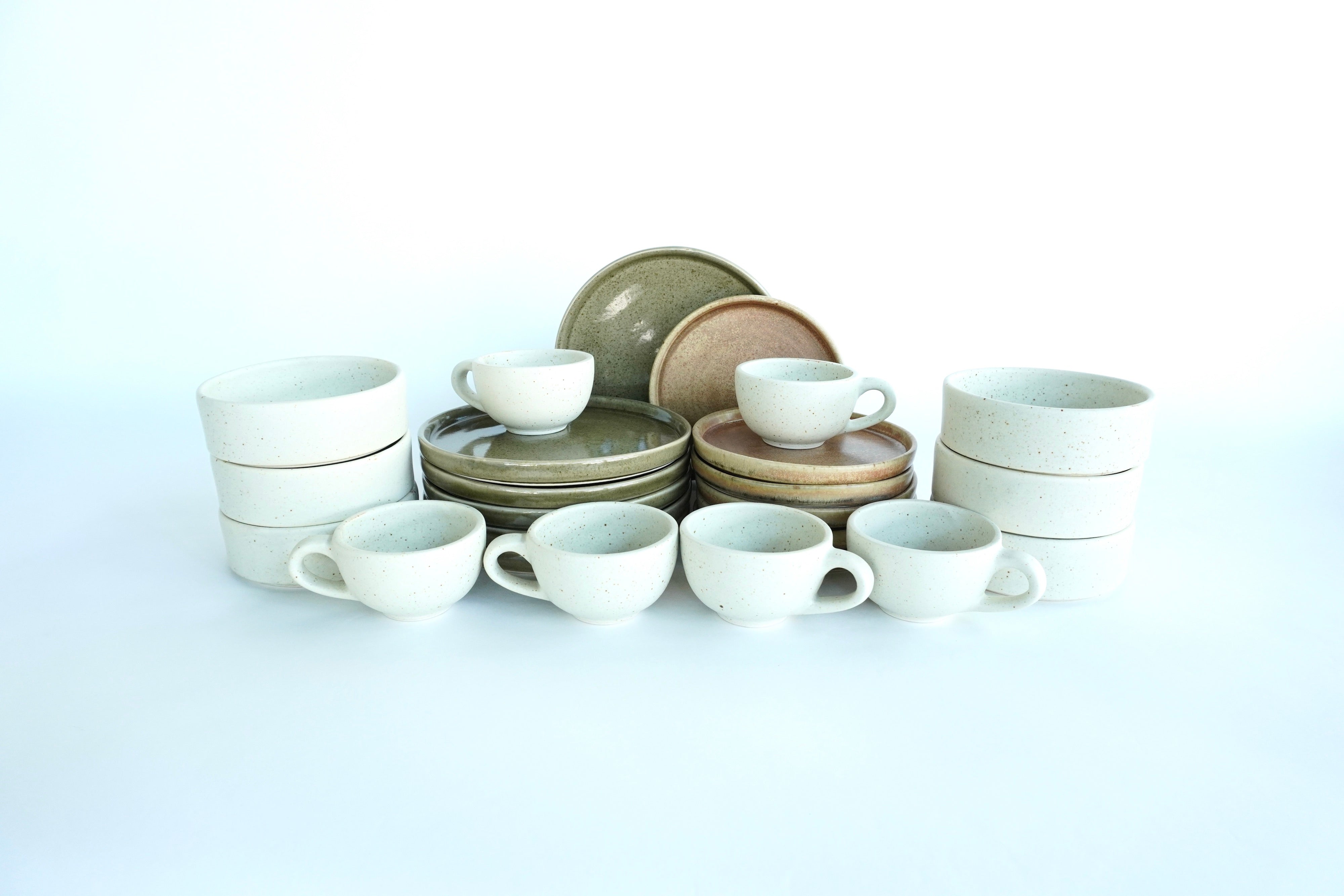 Mixta Caoba, Terracota & Arena blanca | Set de vajilla línea rústica para 6 personas