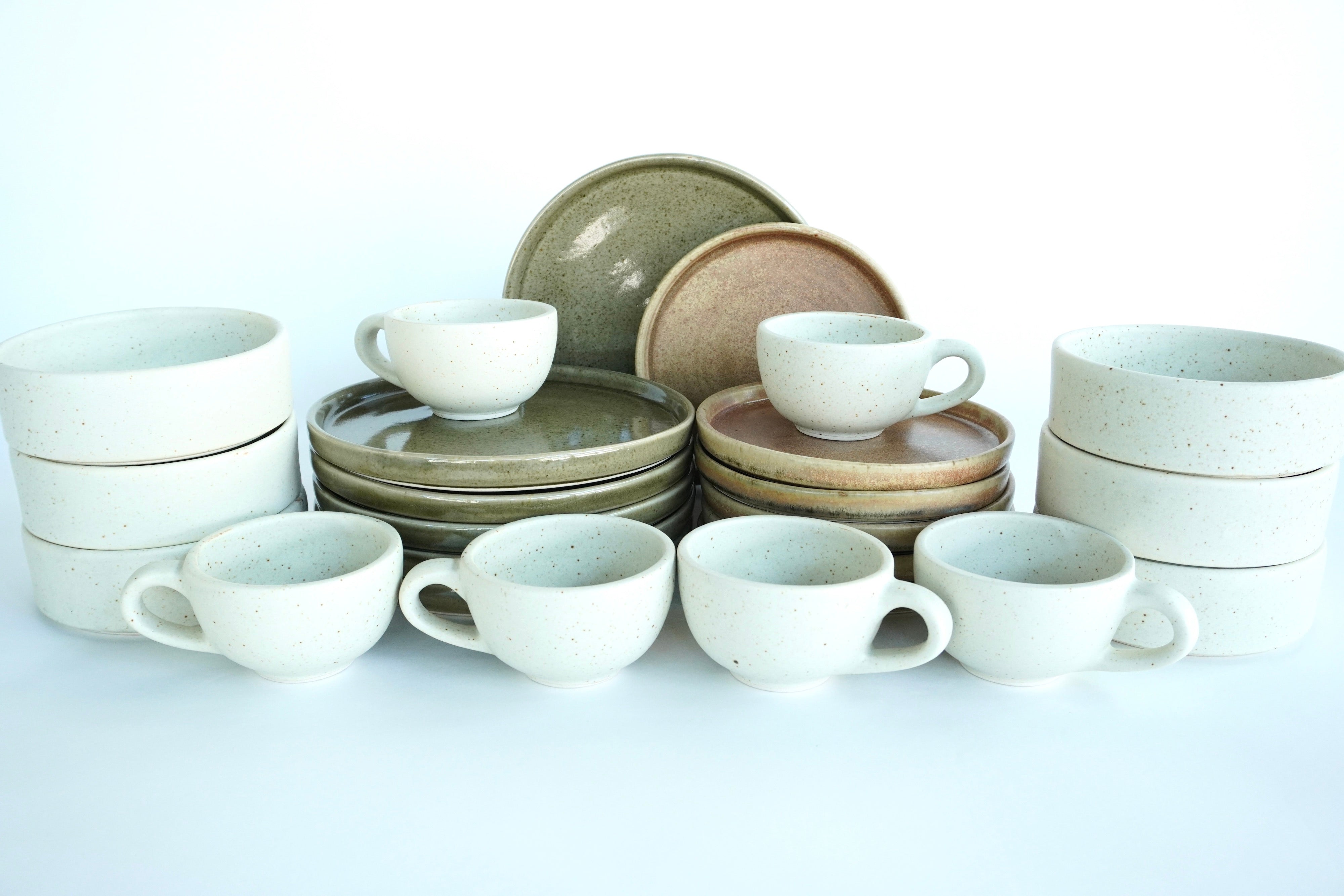 Mixta Caoba, Terracota & Arena blanca | Set de vajilla línea rústica para 6 personas