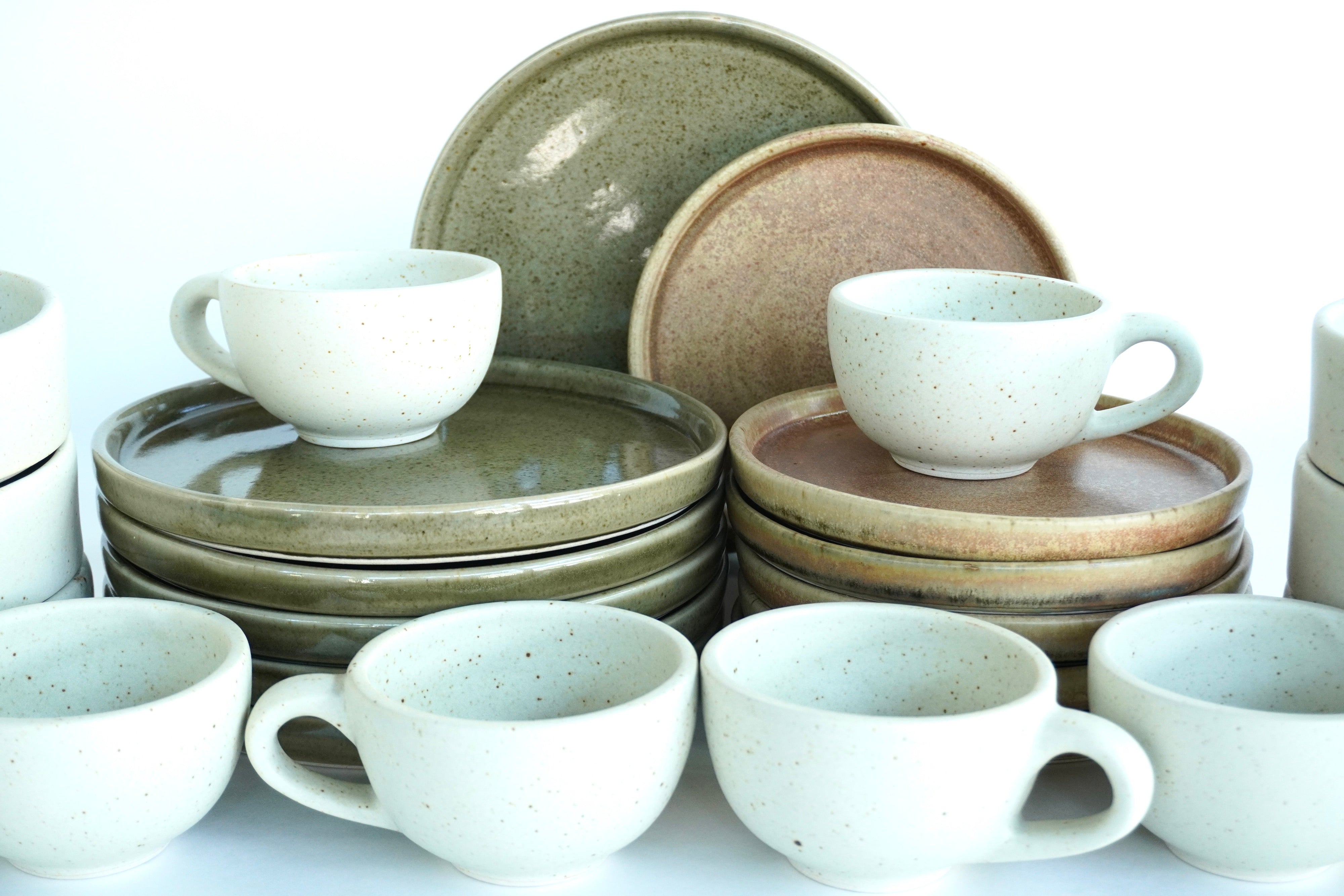 Mixta Caoba, Terracota & Arena blanca | Set de vajilla línea rústica para 6 personas