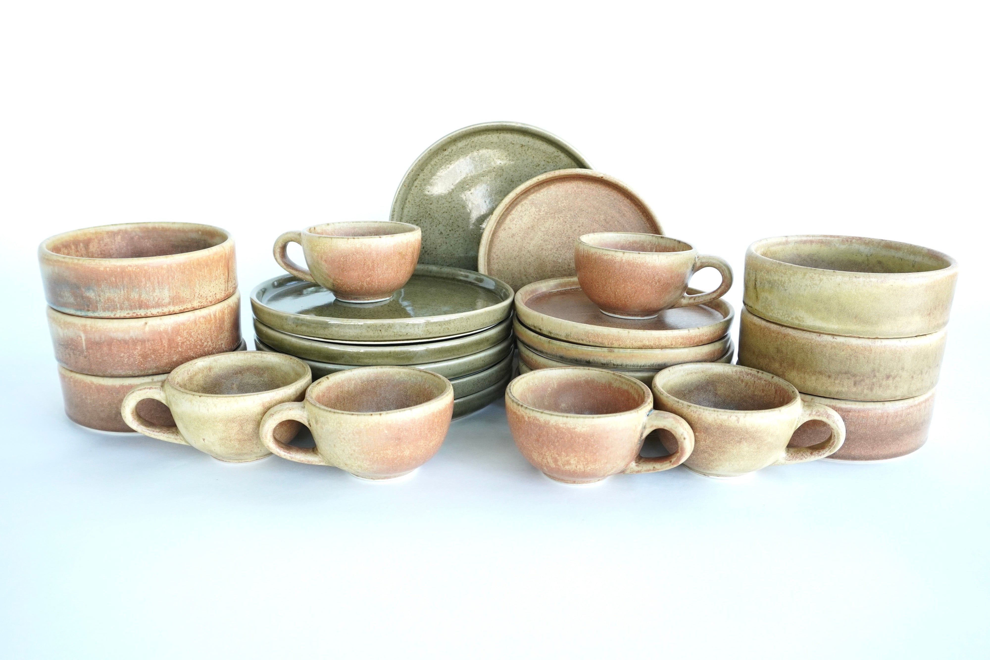 Mixta Caoba & Terracota | Set de vajilla línea rústica para 6 personas