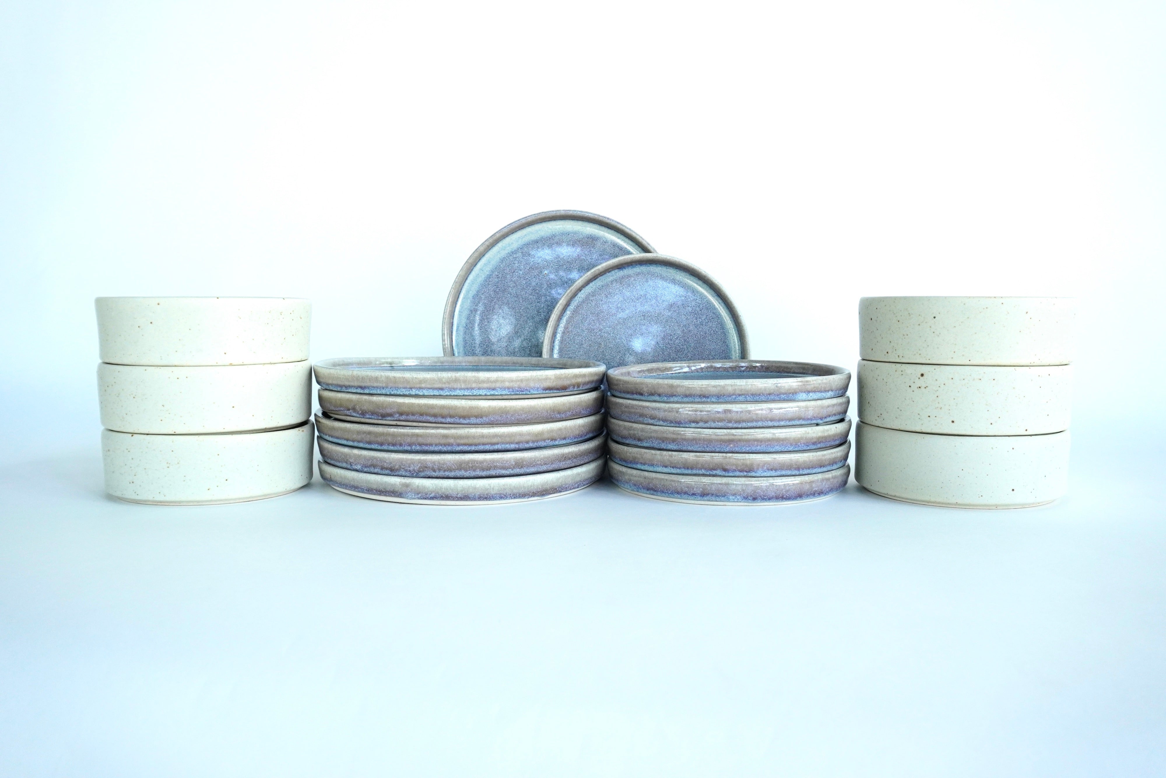 Mixta Iris & Arena blanca | Set de vajilla básica línea rústica para 6 personas