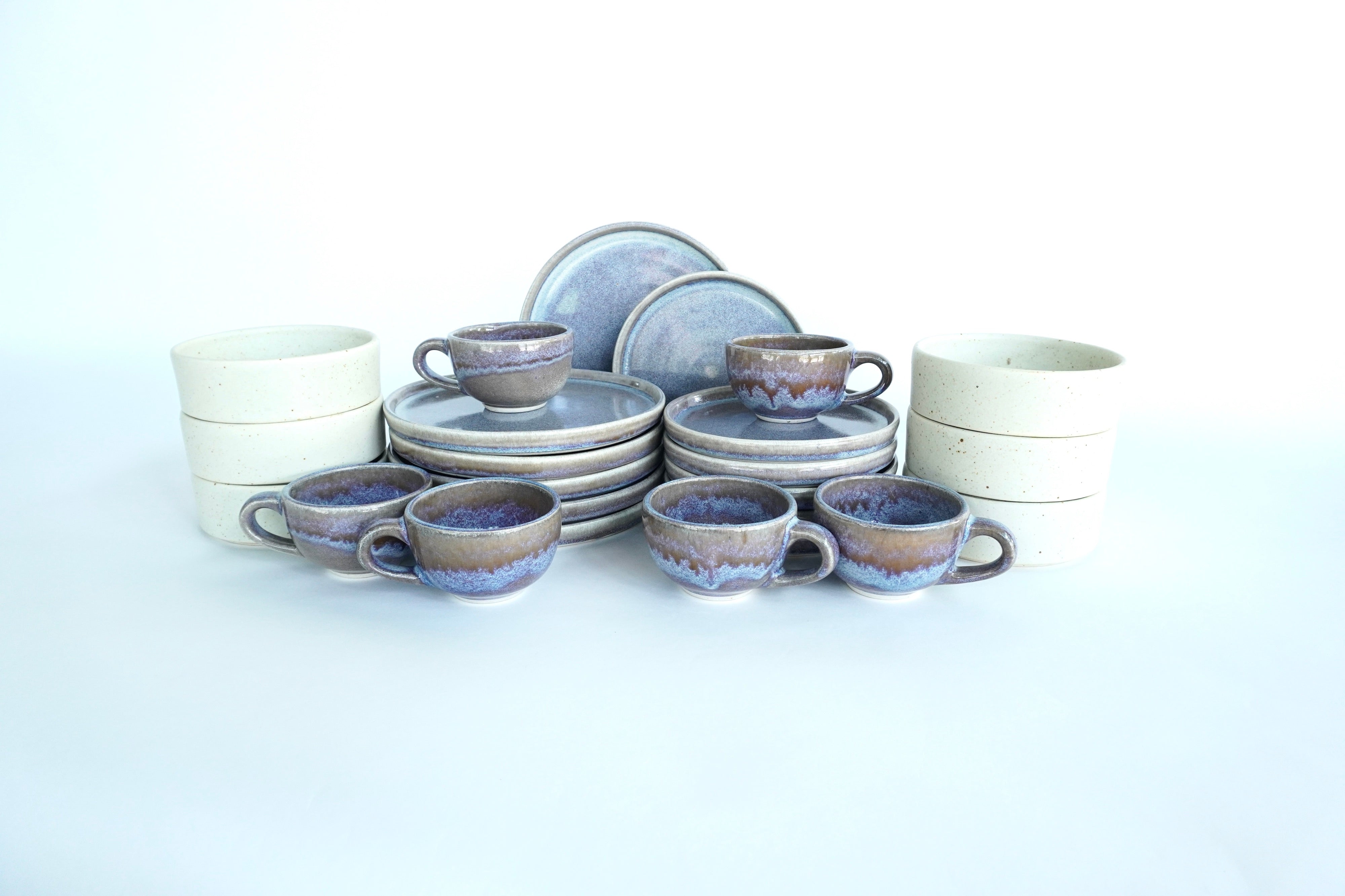 Mixta A Iris & Arena blanca | Set de vajilla línea rústica para 6 personas