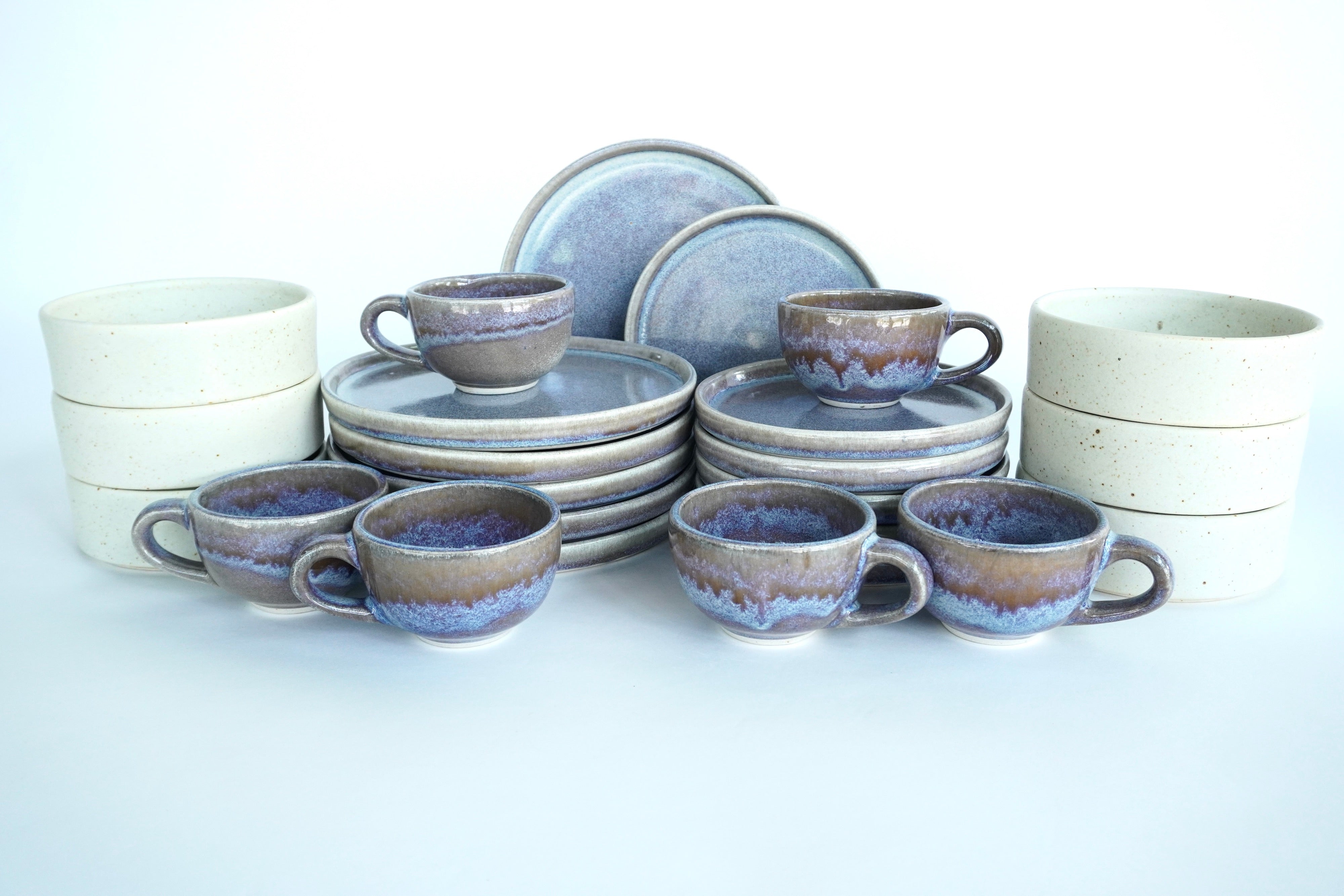 Mixta A Iris & Arena blanca | Set de vajilla línea rústica para 6 personas