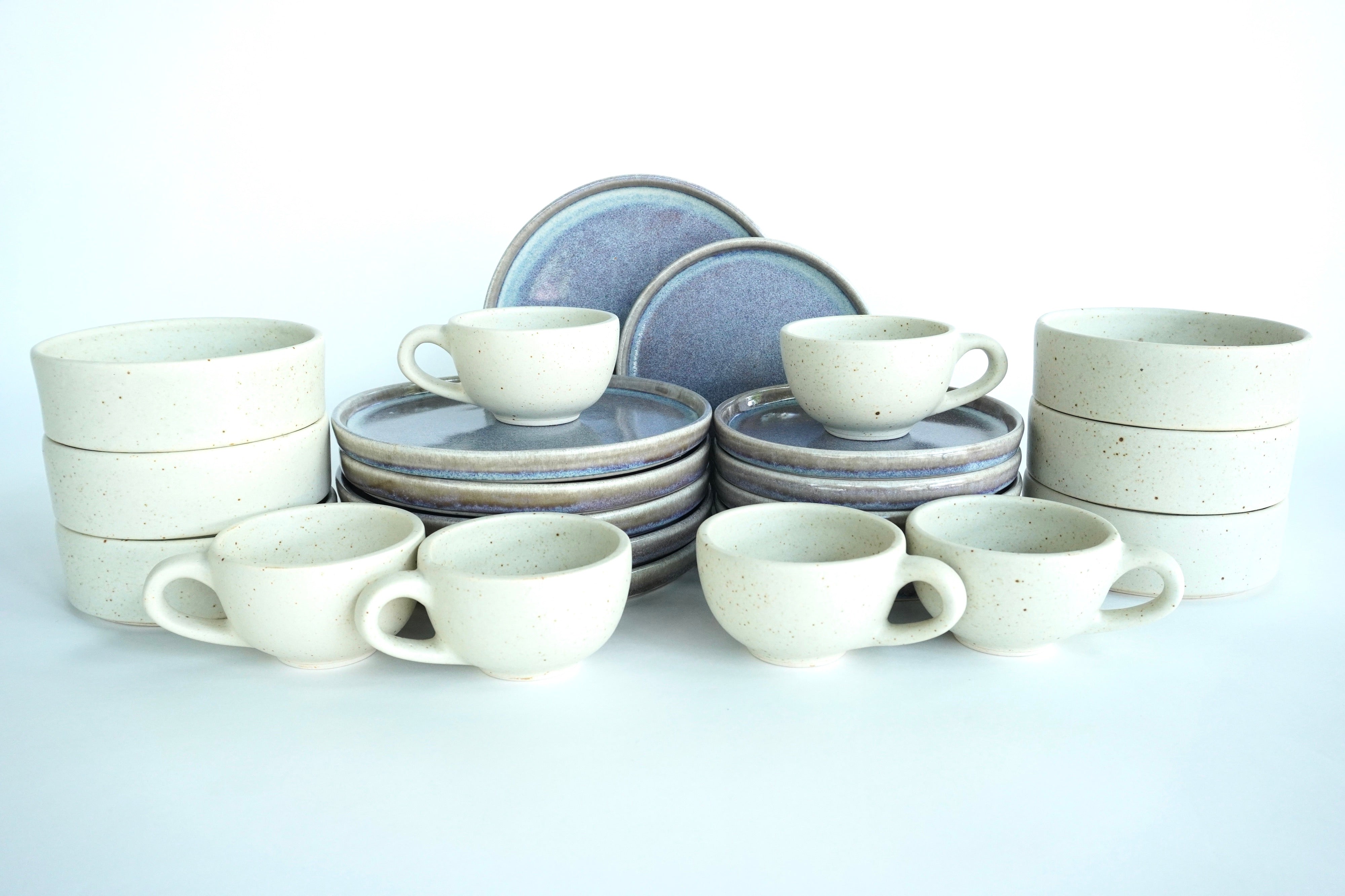 Mixta B Iris & Arena blanca | Set de vajilla línea rústica para 6 personas