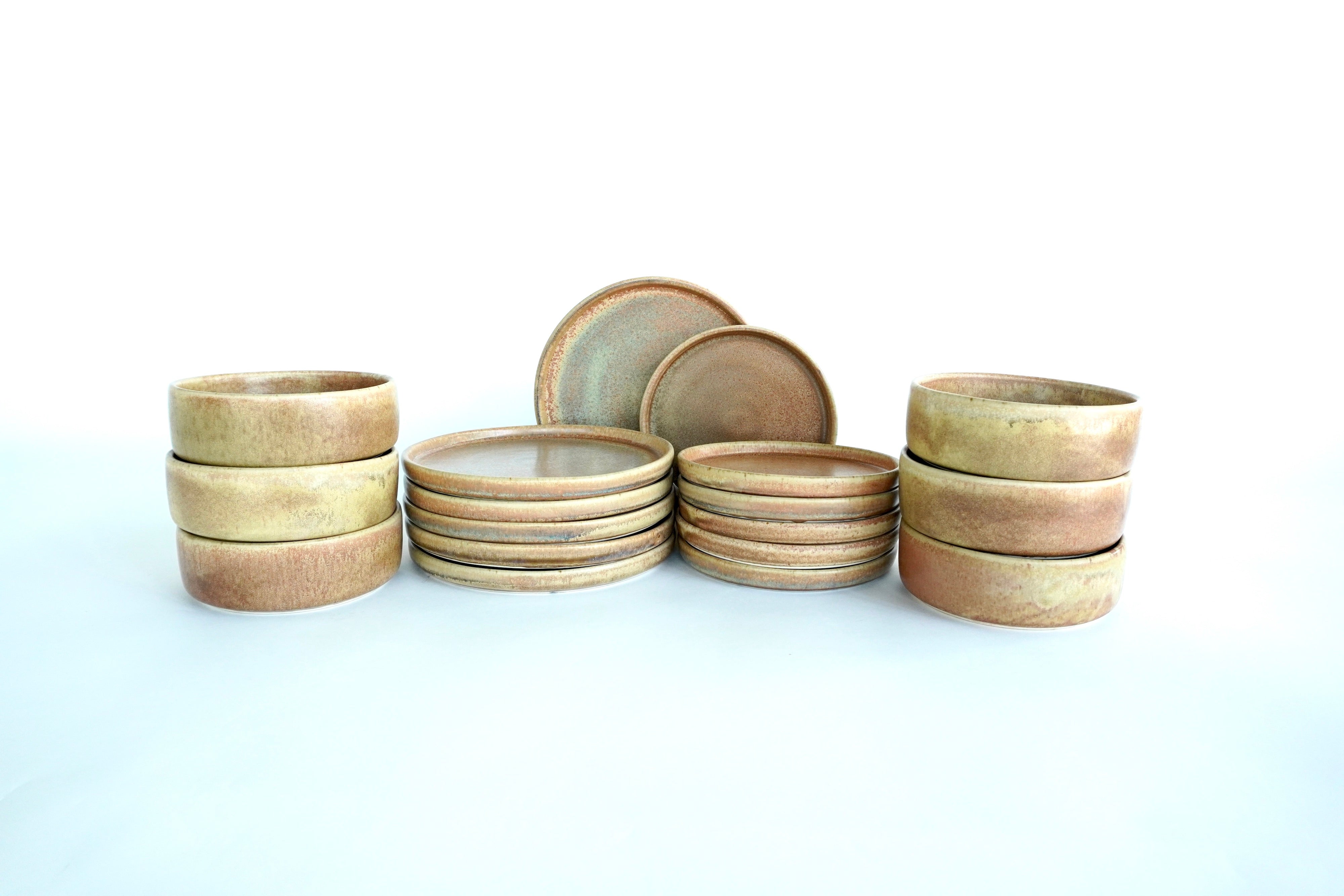 Terracota | Set de vajilla básica línea rústica para 6 personas (con bowls grandes de 18 cm)