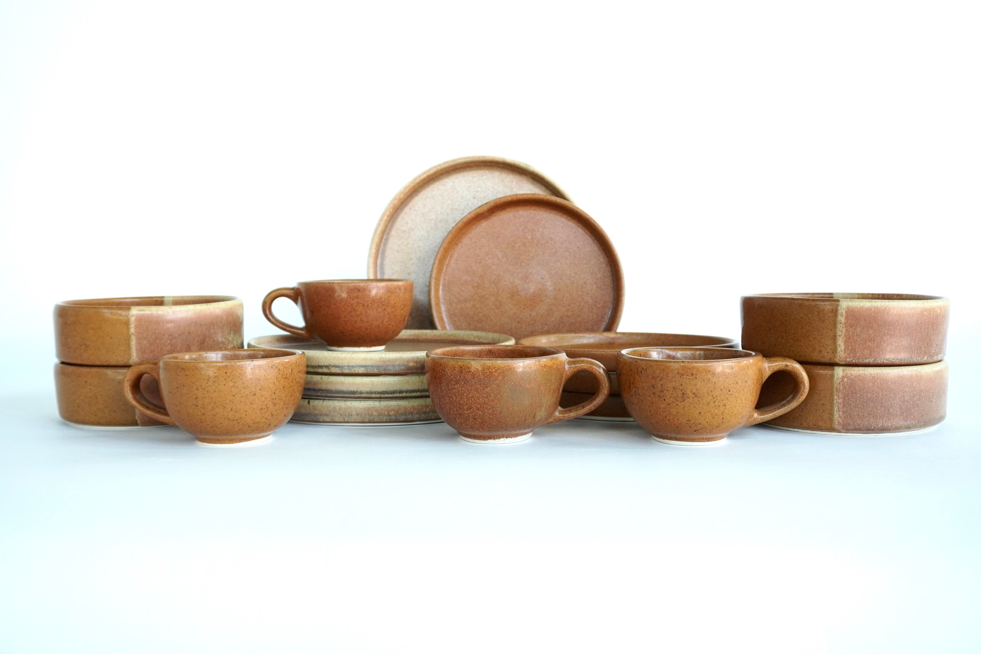 Mixta Terracota & Ladrillo | Set de vajilla línea rústica para 4 personas