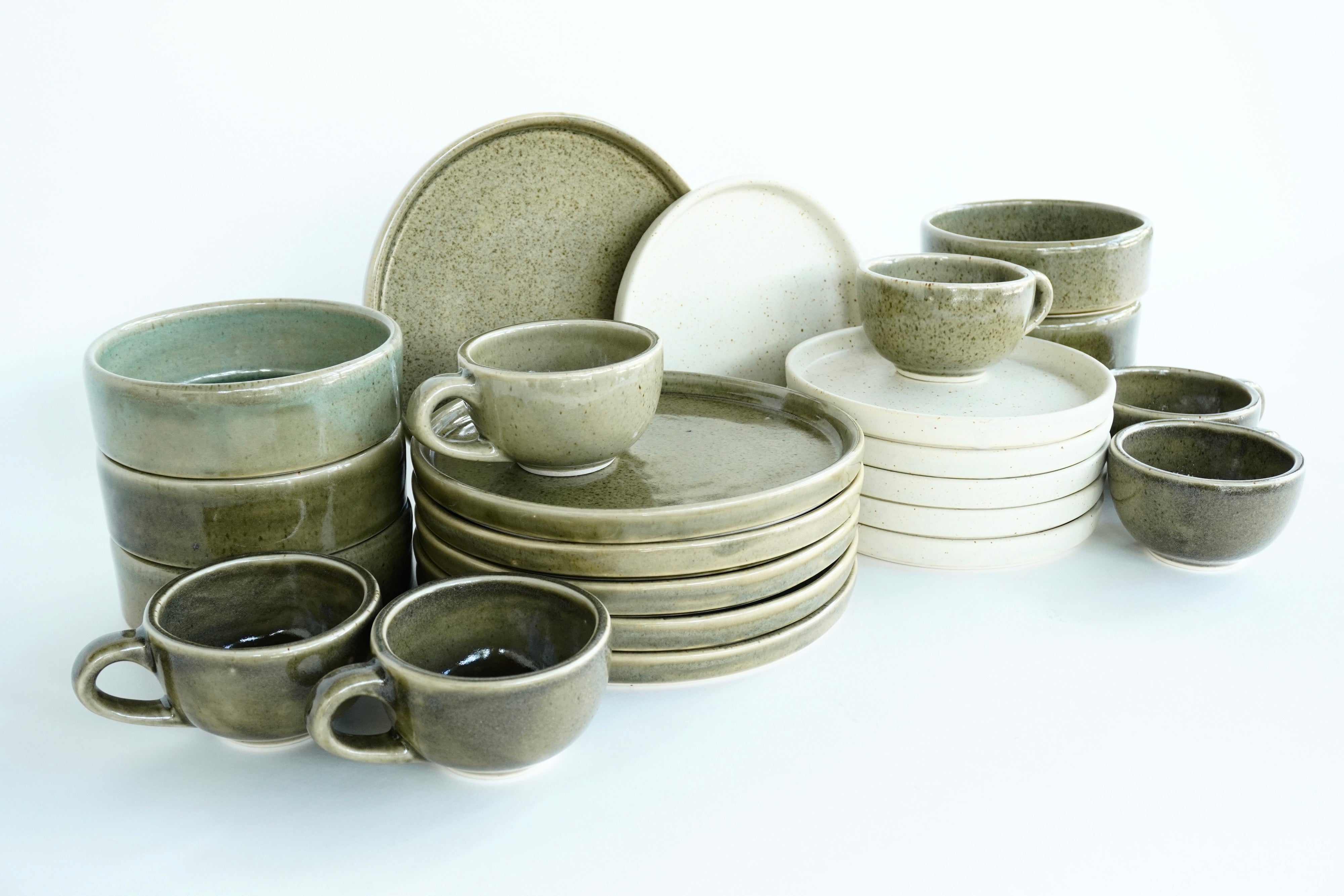 Mixta Caoba liso & Arena blanca | Set de vajilla línea rústica para 6 personas