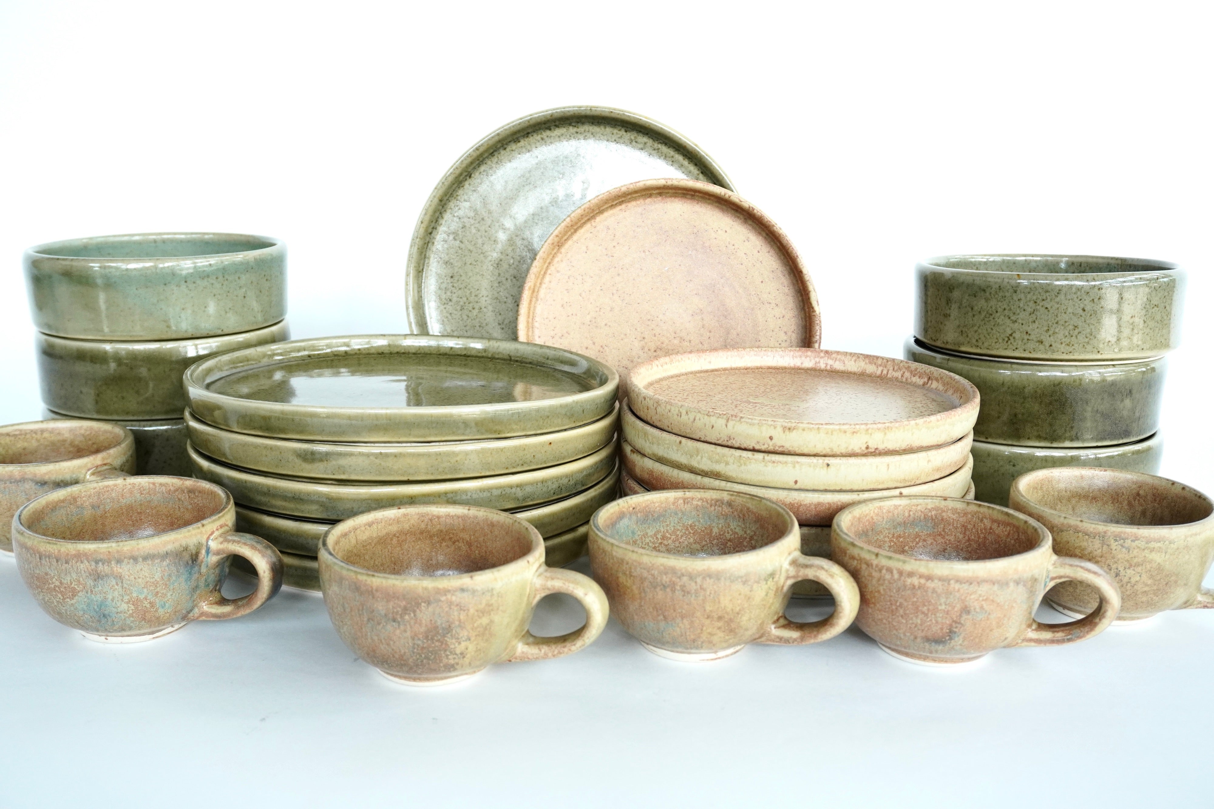 Mixta Caoba liso & Terracota | Set de vajilla línea rústica para 6 personas (con tazas de 8 oz)