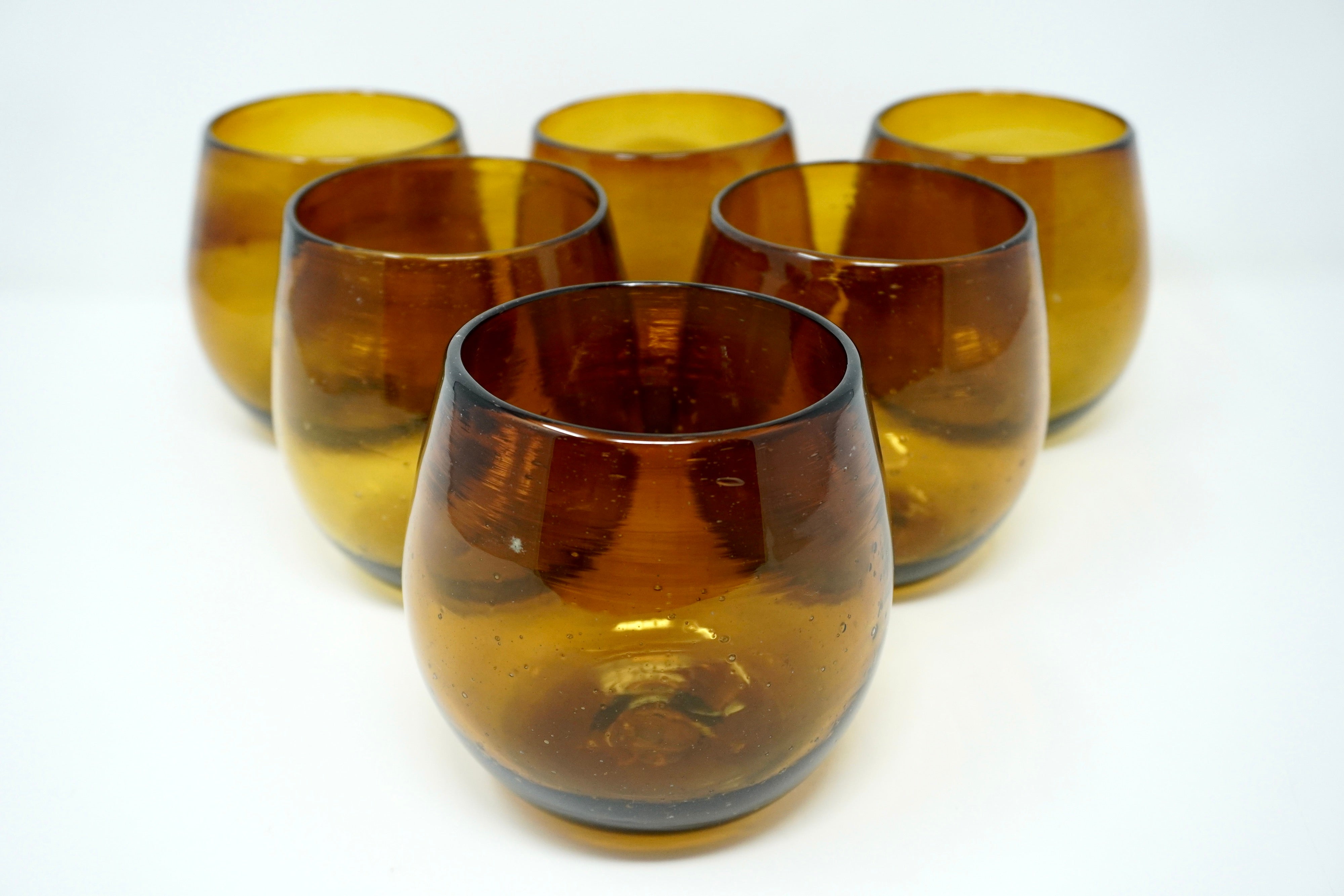 Ambar stemless | Set de 6 vasos de vidrio soplado