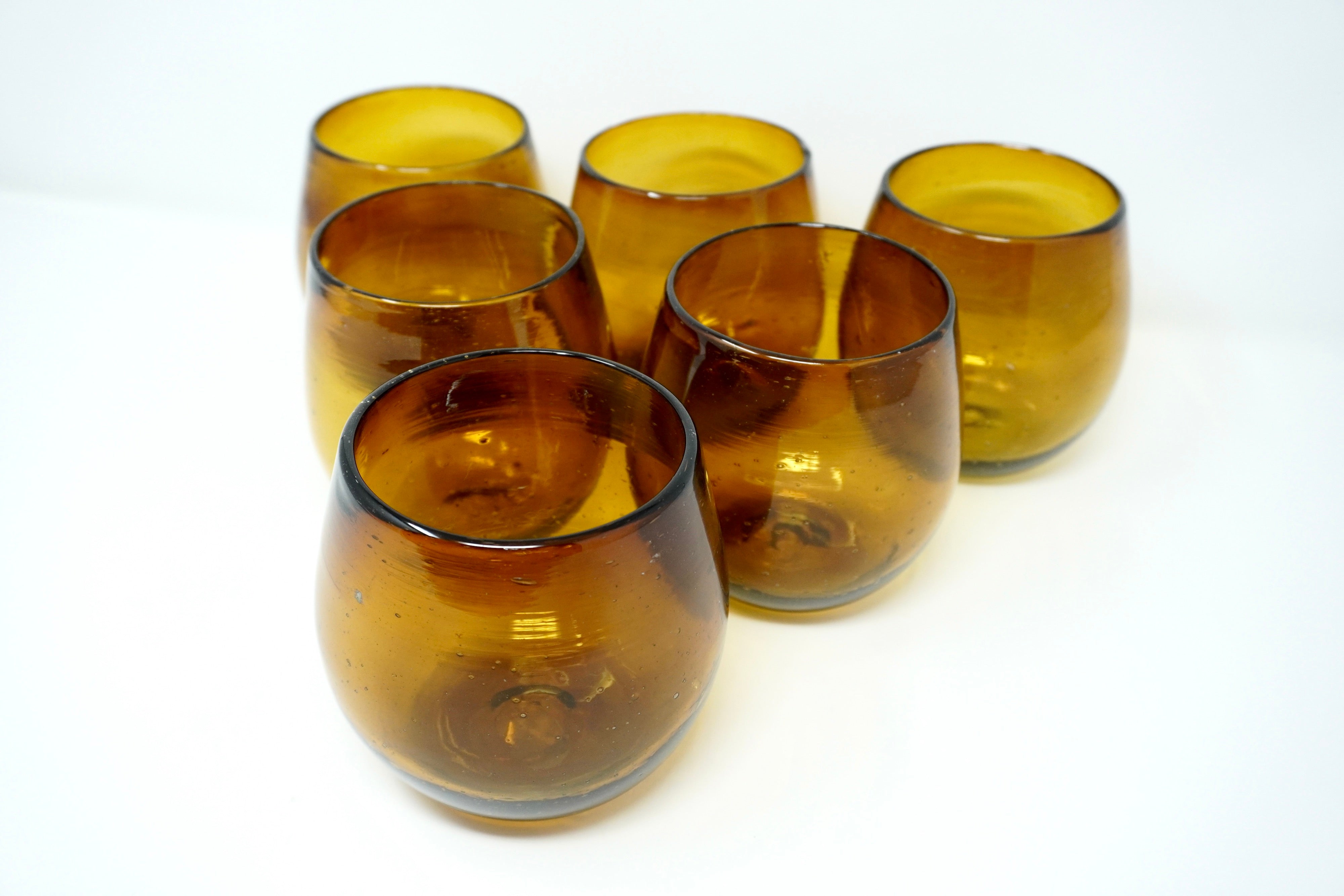 Ambar stemless | Set de 6 vasos de vidrio soplado